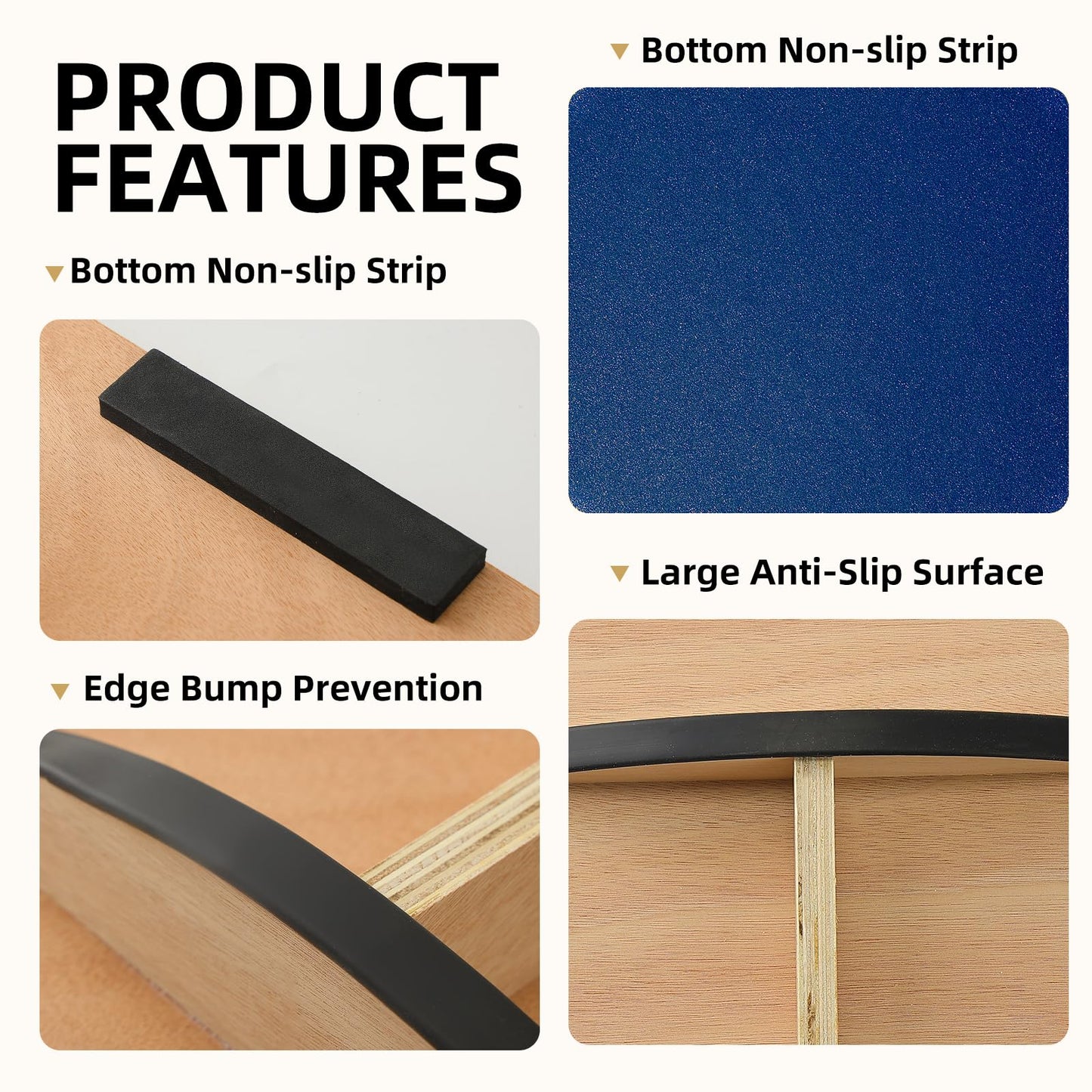 Juoe Balance Board Wobble Board for Adults and Kids - Anti-Slip 350LBS Balance Board for Physical Therapy,Balance Training,Posture Correction,Standing Desk Core Strength Wooden Balance Rocker Board