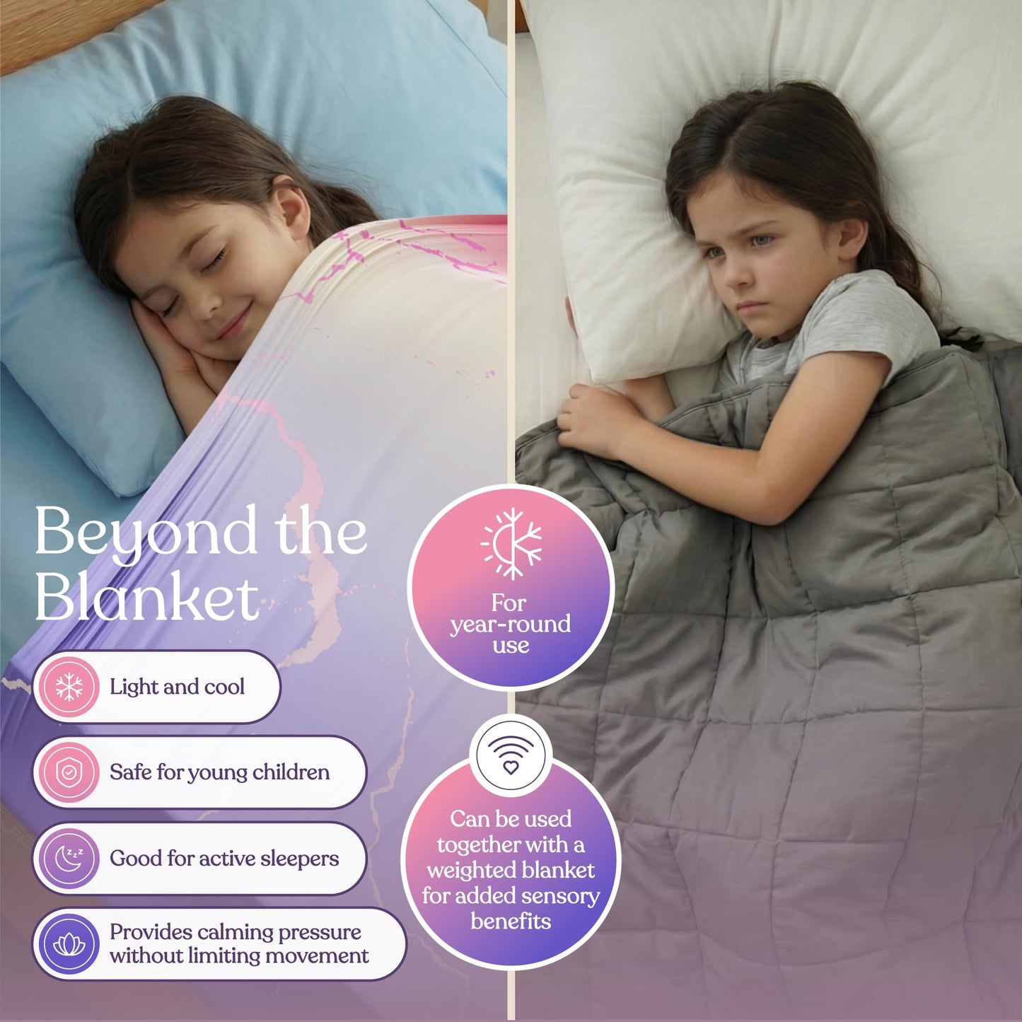 Deep Pressure Sensory Bed Sheet – Twin Sensory Compression Sheet Breathable Sleep Pod Blanket for Better Sleep Support – Calming Compression Blankets for Kids and Adults Blue Petal