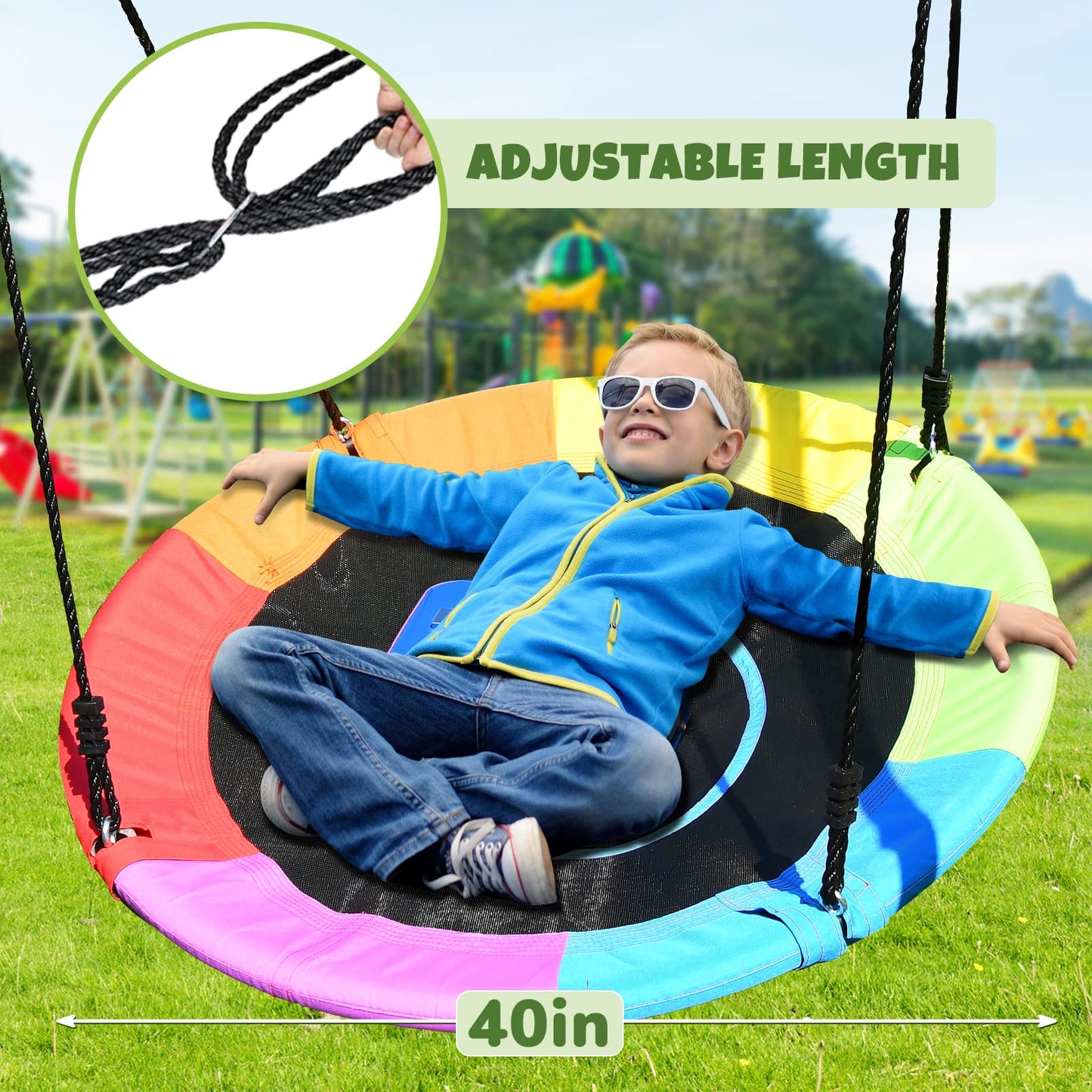Trekassy Saucer Swing with Frame for Kids Outdoor, 440lbs Swing Set with Heavy Duty Metal Stand for Backyard, Outdoor Kids Play Equipment (Patented)