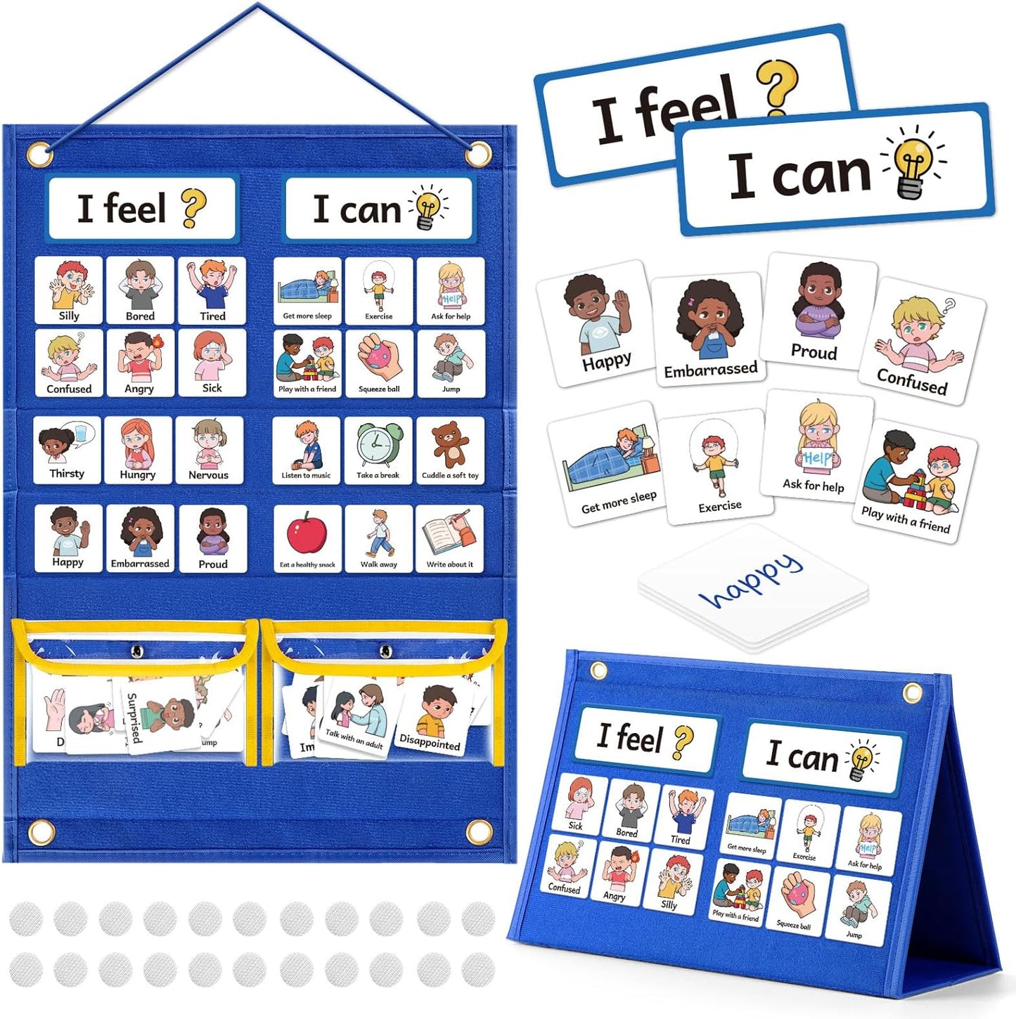 Kasfalci Feelings Chart, Social Emotional Learning Activities,Autism Learning Materials, ADHD Tools,Back to School Supplies,Anger Management Toys,Calm Down Corner Supplies for Classroom Daycare & Home