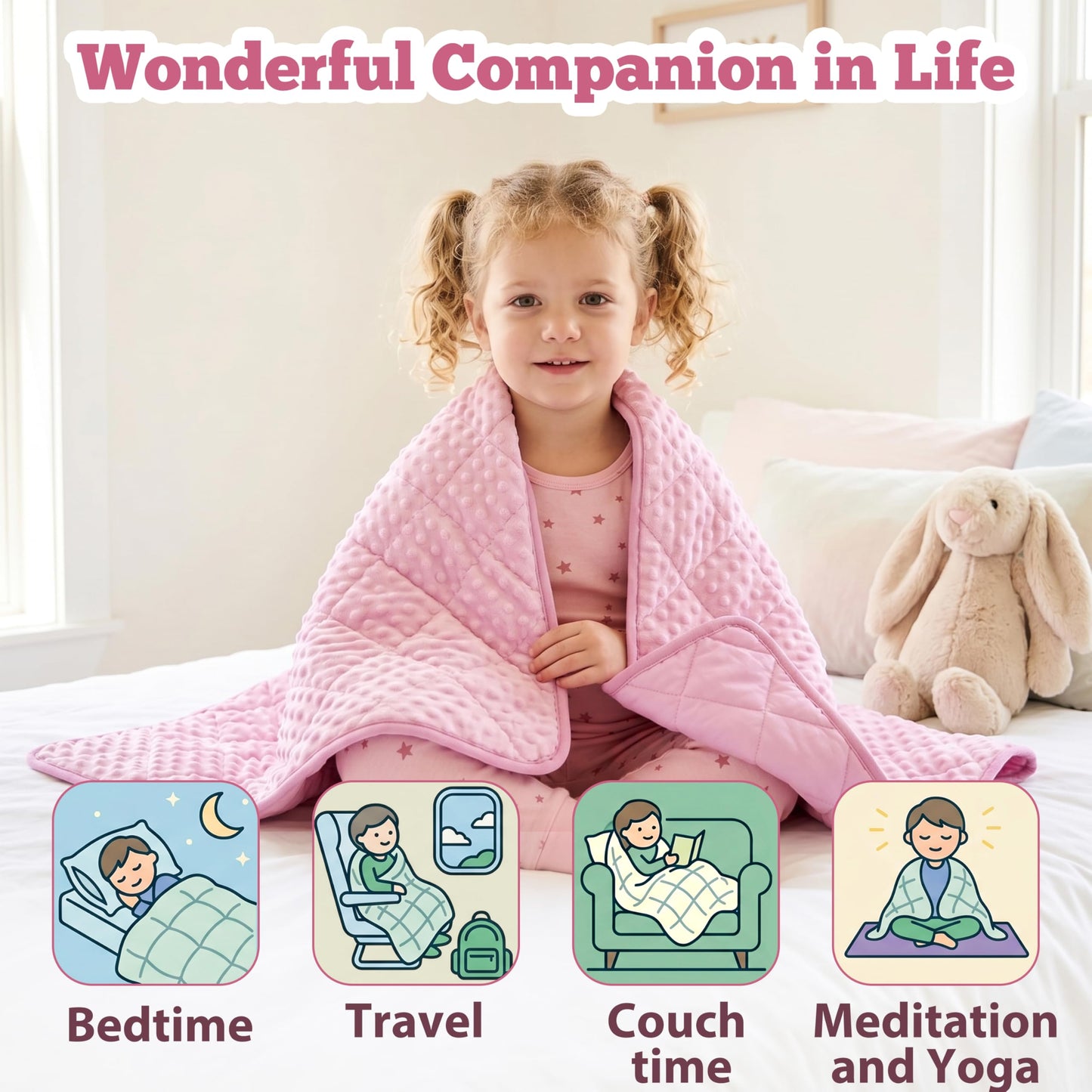 MAXTID Weighted Blanket for Kids 5lbs 36"x48" Cotton Blanket for Boys & Girls Weighted Throw Blanket Children Bedding Gifts for 3 4 5 6 7 8+ Year Old Kids Small Weighted Comfort Blanket