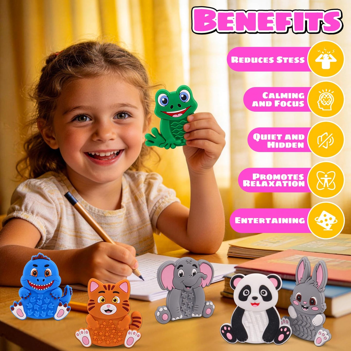 12 Pack Animal Sensory Toys for Kids Toddlers, Textured Silicone Fidget Toys, Quiet Travel Toys for Airplane, Car Rides, Preschool & Home Sensory Play, Classroom Calm Corner Toys