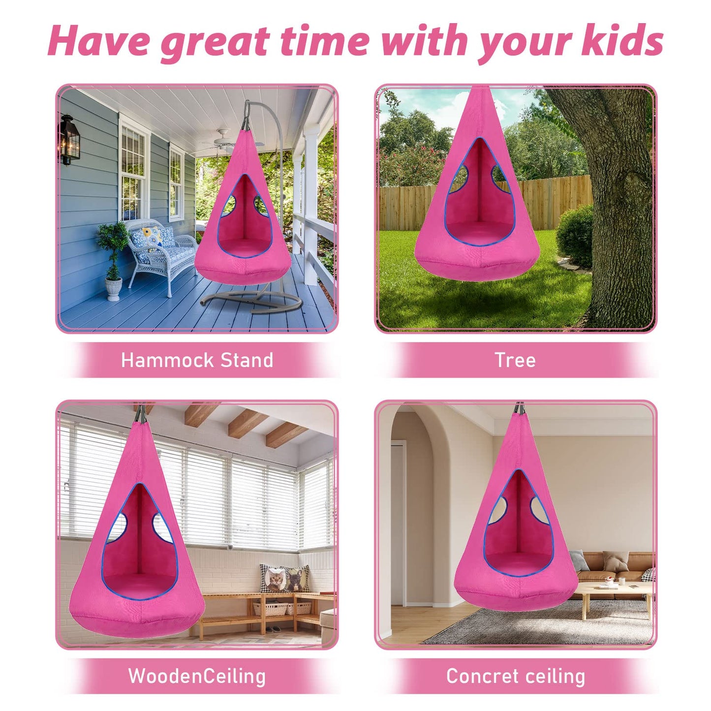 Kids Nest Swing Chair, Hanging Hammock Chair Nest Hammock Swing Chair for Outdoor and Indoor(32" D x 52" H),Detachable Play Tent Swing for Child Sensory Swing for Kids Age from 3-12 Years(Blue)