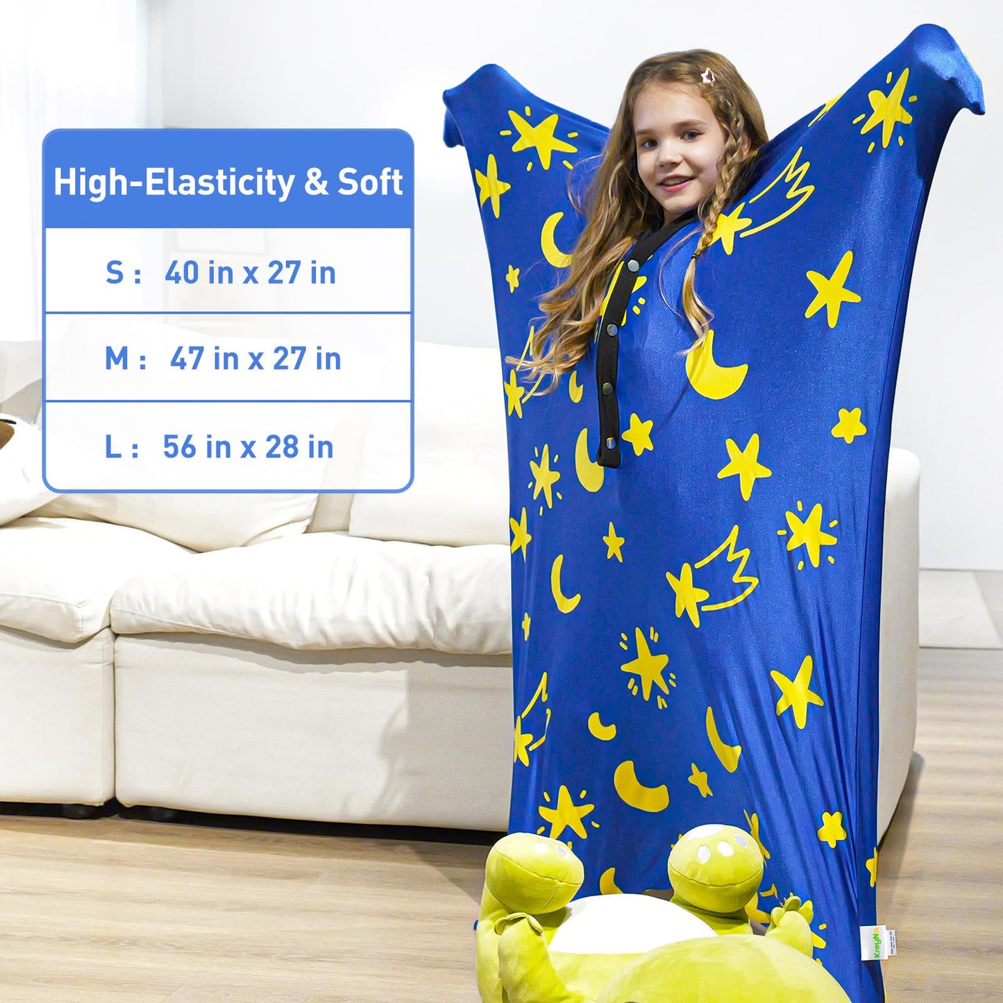 Sensory Body Sock, 47" x 27" Sensory Sack Premium Sensory Sock Glow in The Dark for 6-9 Autistic Children, Good for Height: 41"-51" Medium, Green