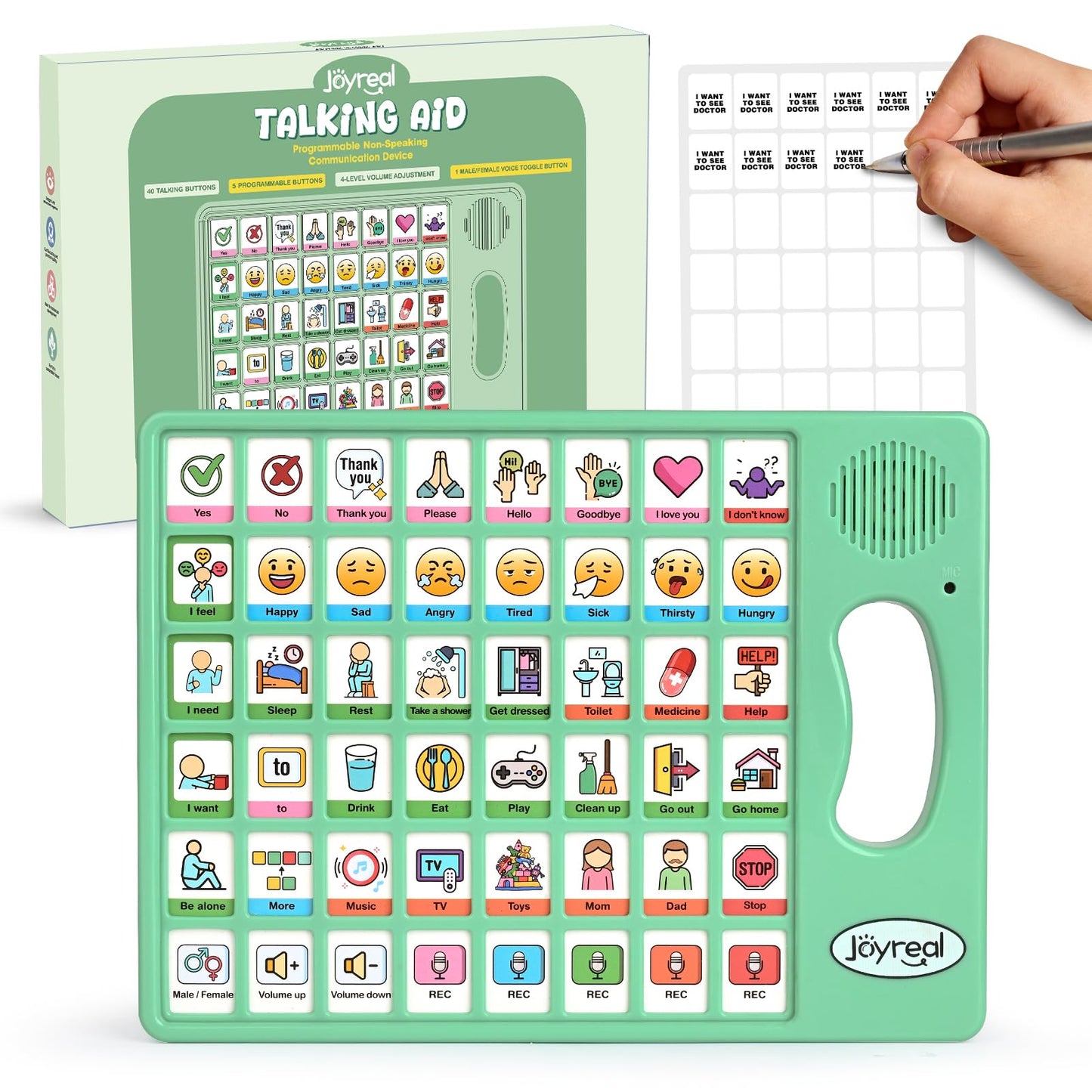 Joyreal AAC Device for Autism, Non Verbal Communication Tools for Speech Therapy & Stroke Rehab. Communication Tablet, Autism Talking Aids with 8 Programmable Buttons & Adjustable Volume
