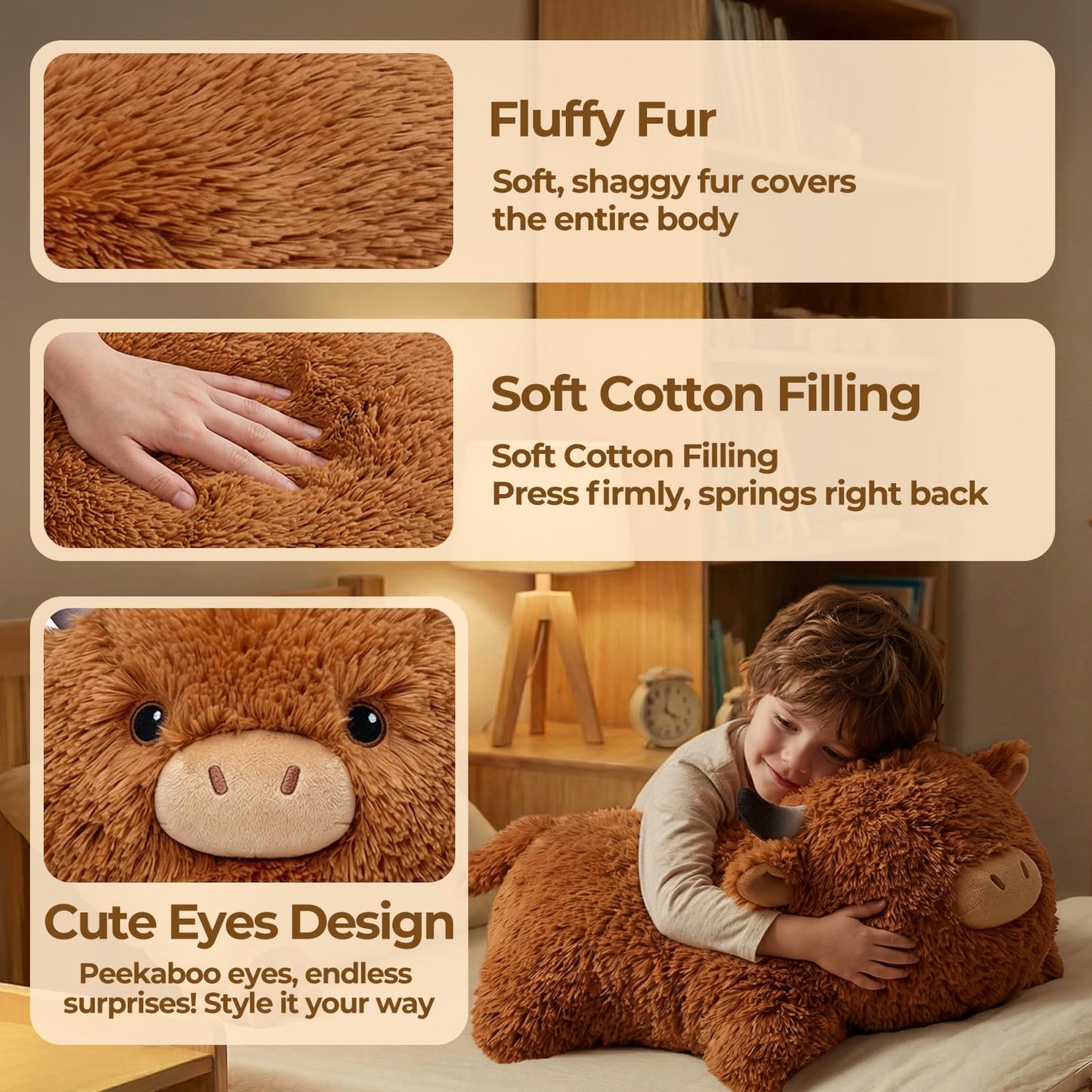 Mewaii Mom's Choice Award | 4 lbs Weighted Stuffed Animals Highland Cow - 23" Heavy Weighted Plush & Stuffy - Realistic Scottish Cow Plushy Gift for Kids & Adults - Large Cuddly Weighted Cow Toy