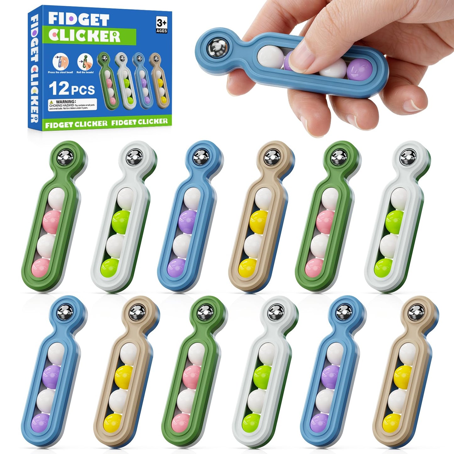 Fidget Toys Adults Stress Relief: 4 Pack Quiet Desk Fidget Clicker for ADHD Focus & Stress Relief, Sensory Desk Toy for Office, Meetings, Work, Travel