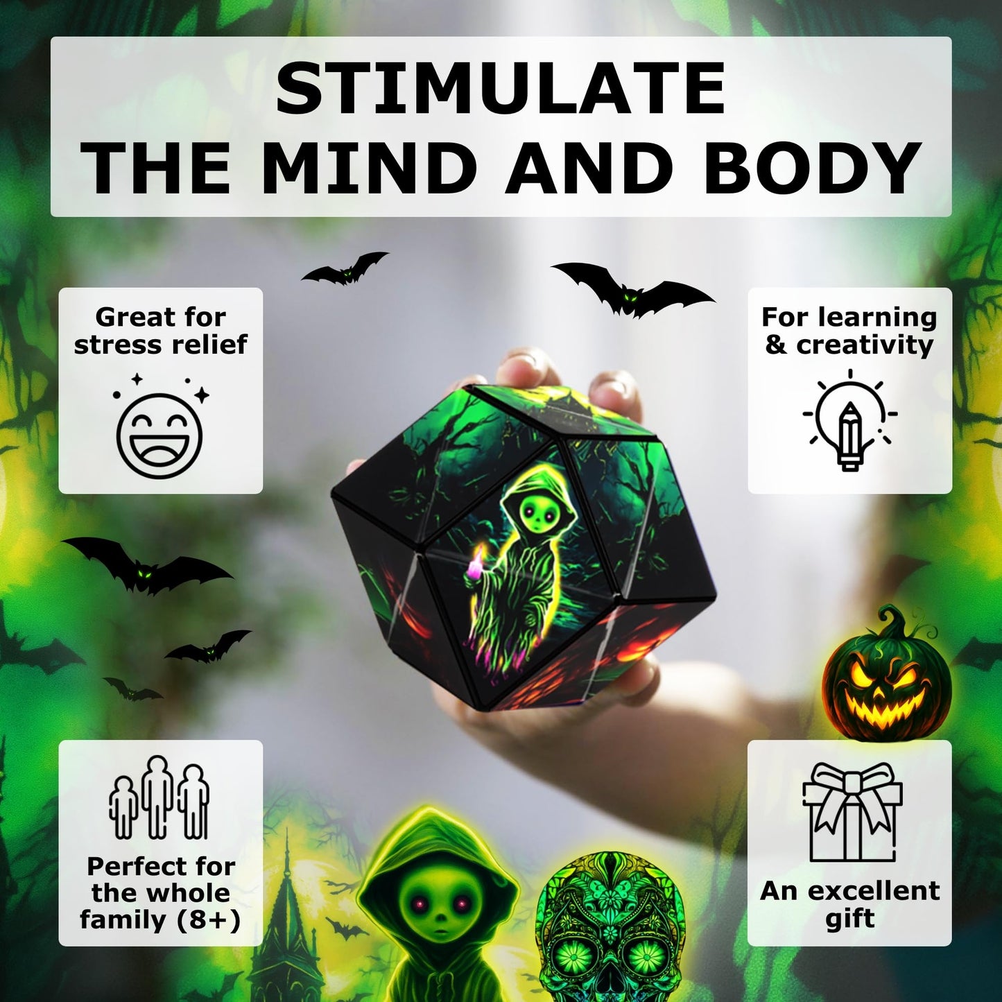 Shashibo Sensory Fidget Toy for Adults & Kids, Stress Relief Fidget Toy for Adults, Teens & Kids, Cool Fidget Toys for Desk, Classroom Must Have, Sensory Shape Shifting Cube, 100+ Possible Shapes
