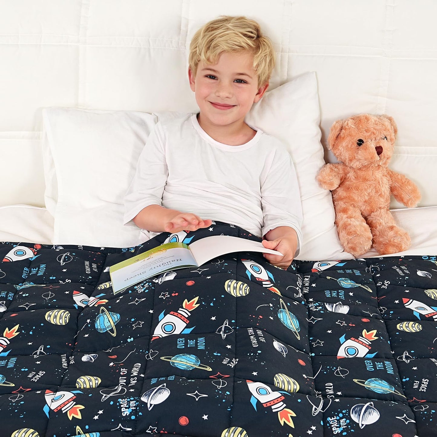 Kivik Weighted Blanket 3lbs, Blue Dinosaur Weighted Blankets, Cute Small Weighted Blankets 3 Pounds, Washable Soft Heavy Blanket Throw for All-Season, 36x48 Inches Blue