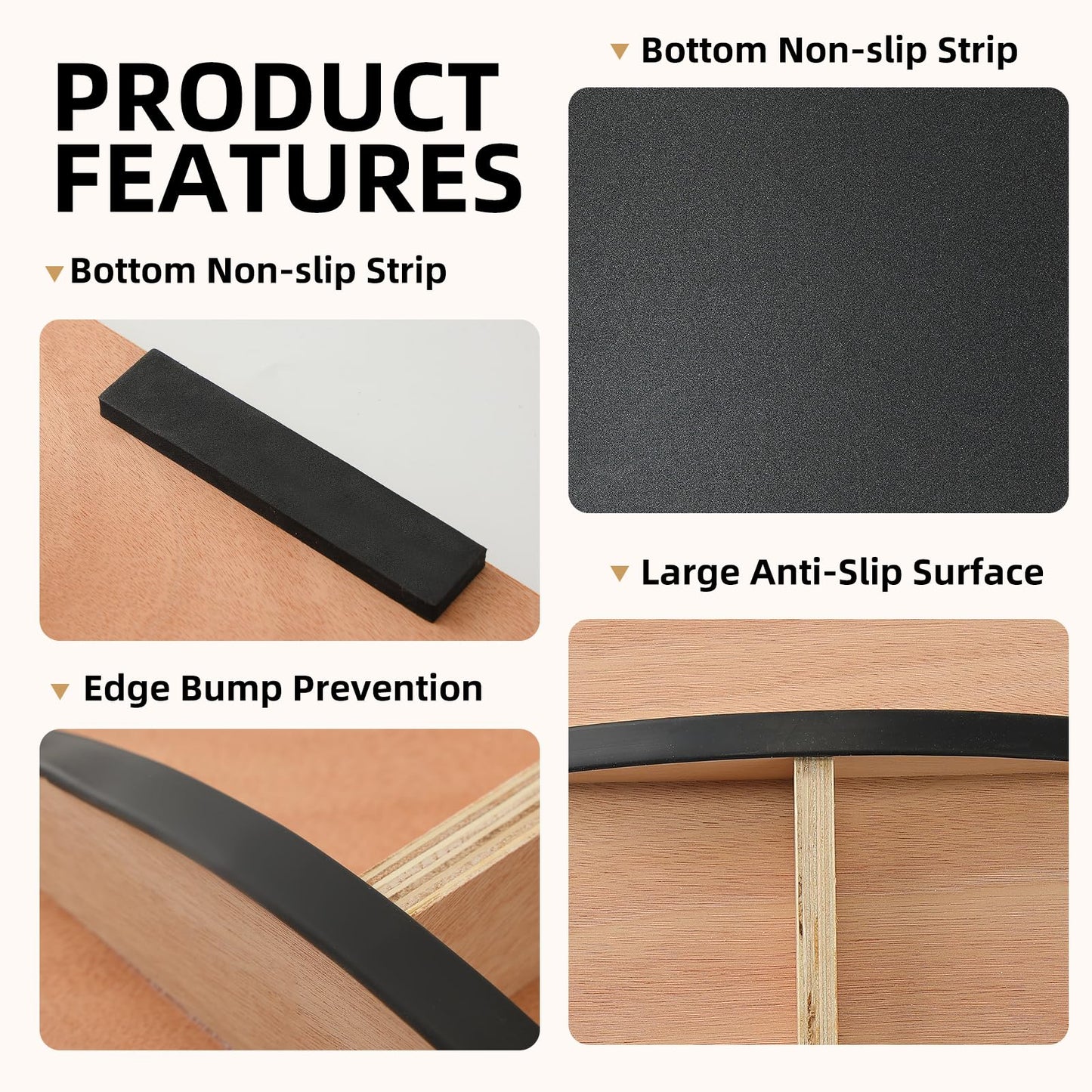 Juoe Balance Board Wobble Board for Adults and Kids - Anti-Slip 350LBS Balance Board for Physical Therapy,Balance Training,Posture Correction,Standing Desk Core Strength Wooden Balance Rocker Board