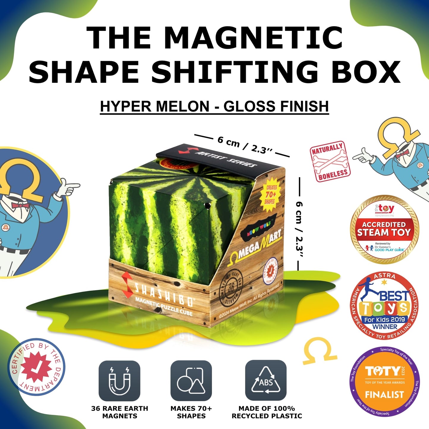 Shashibo Sensory Fidget Toy for Adults & Kids, Stress Relief Fidget Toy for Adults, Teens & Kids, Cool Fidget Toys for Desk, Classroom Must Have, Sensory Shape Shifting Cube, 100+ Possible Shapes