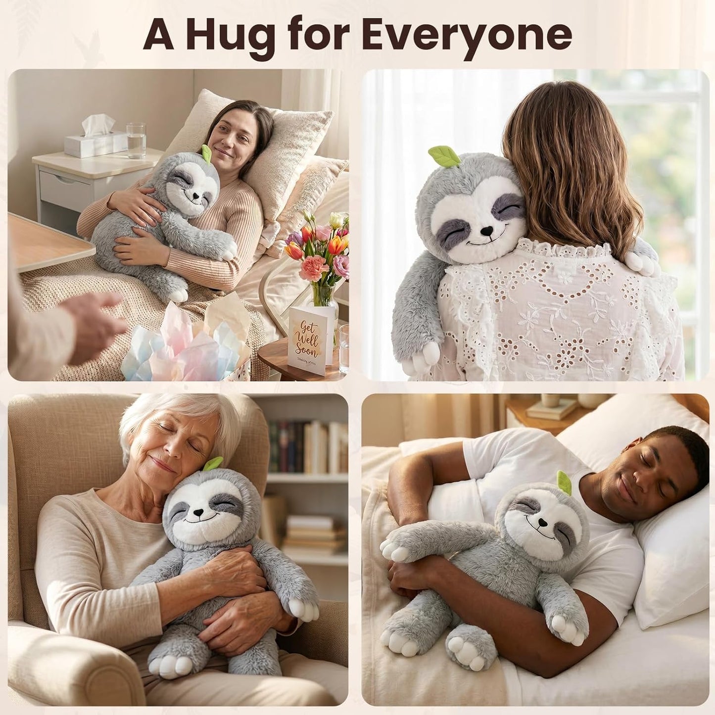Mewaii 4 Lbs Weighted Stuffed Animals with Heating Pad- Heavy Belly & Limbs, 20" Sloth Heated Plush for a Realistic Hug, Super Soft Fluffy Plush Toy for Kids