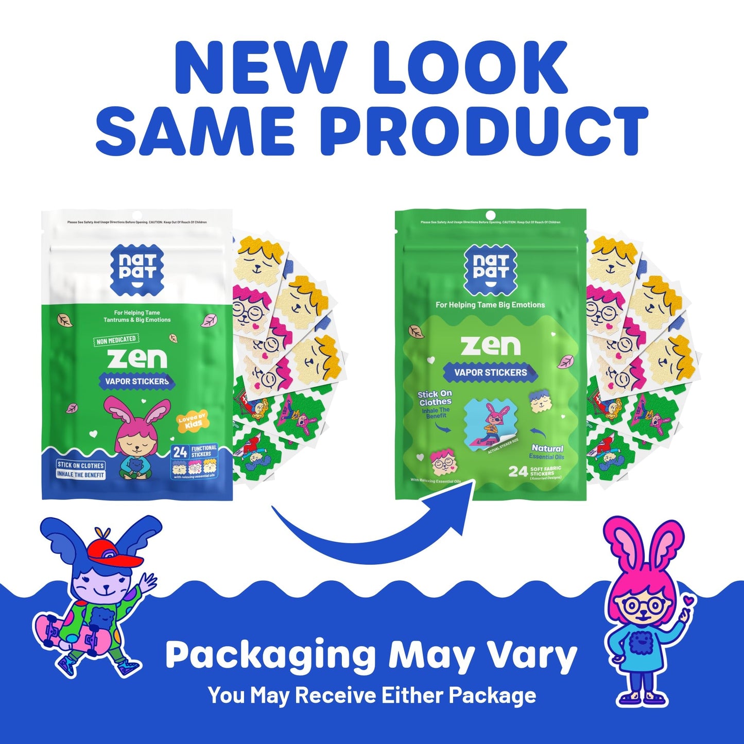 NATPAT Zen Patch Mood Calming Stickers for Kids and Adults - Chemical and Drug Free, Mood Support for Relaxation, Calm and Emotion Regulation - BuzzPatch Natural Patch (24 Pack)