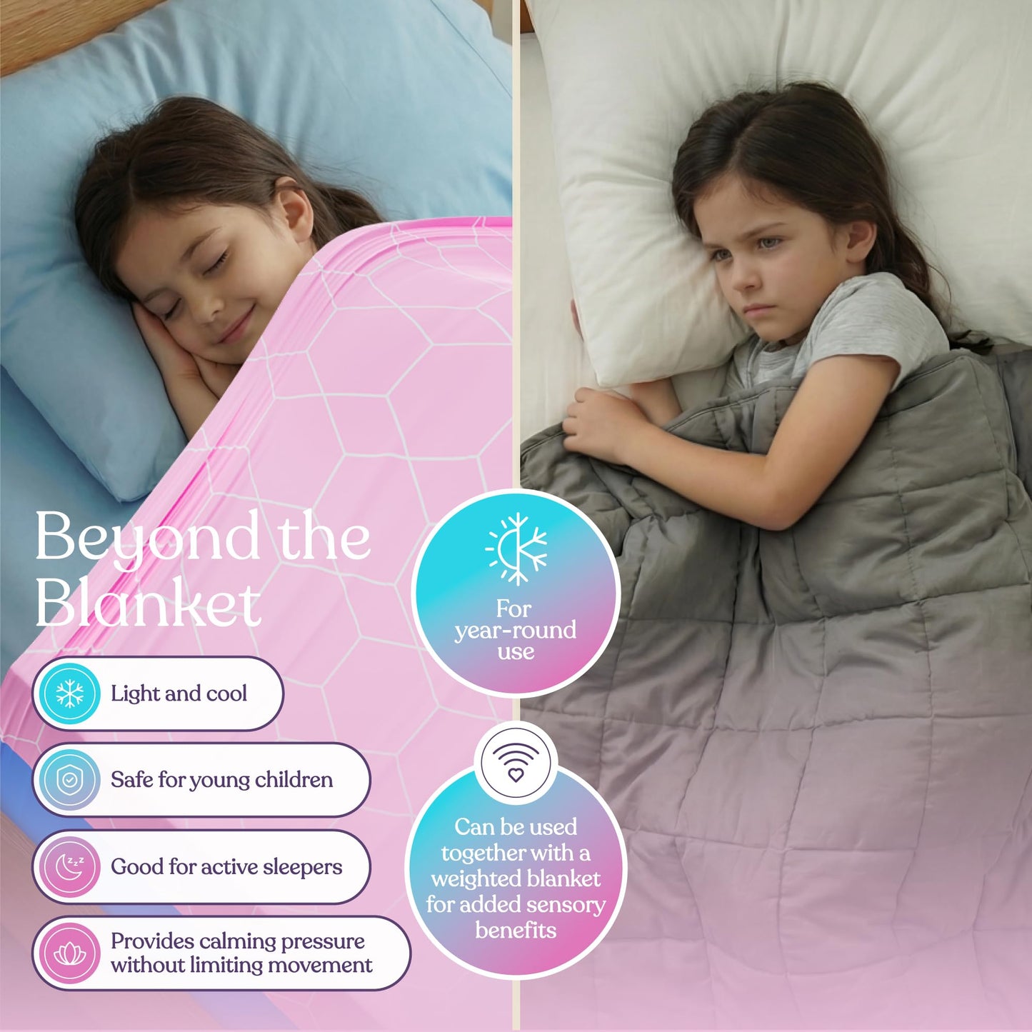 Deep Pressure Sensory Bed Sheet – Twin Sensory Compression Sheet Breathable Sleep Pod Blanket for Better Sleep Support – Calming Compression Blankets for Kids and Adults Blue Petal