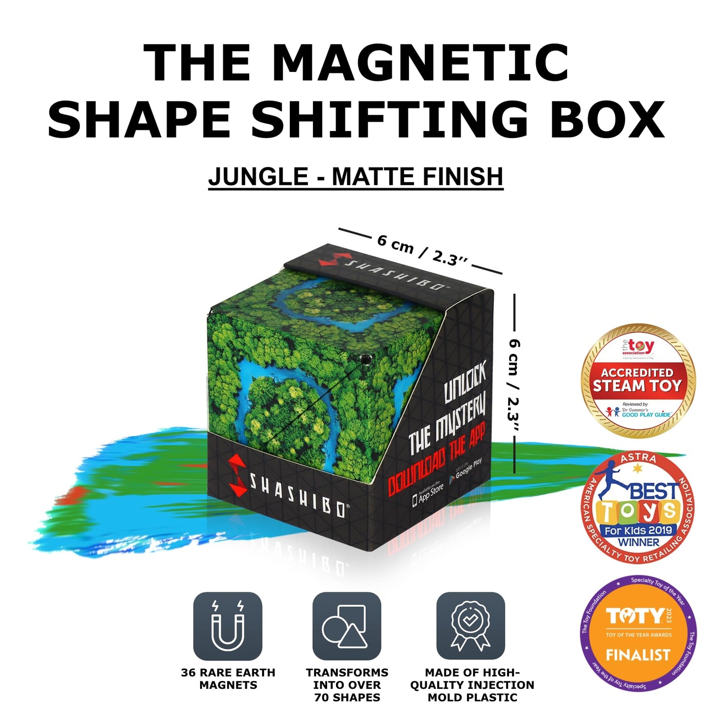 Shashibo Sensory Fidget Toy for Adults & Kids, Stress Relief Fidget Toy for Adults, Teens & Kids, Cool Fidget Toys for Desk, Classroom Must Have, Sensory Shape Shifting Cube, 100+ Possible Shapes