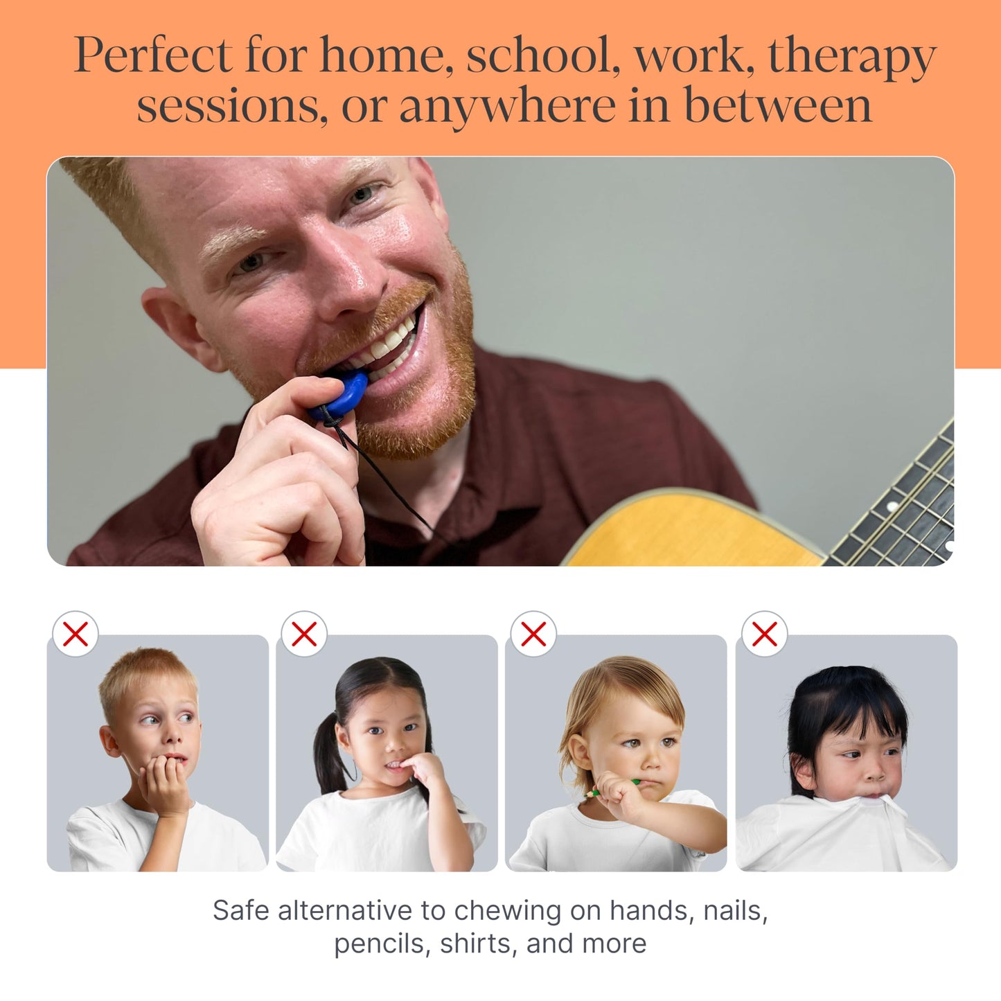 ARK Guitar Pick Small Thin Chew Necklace, Chew Necklaces for Sensory Kids and Adults, Oral Fidget for Autism, ADHD, SPD, Anxiety, Medical-Grade Sensory Chew Necklace, Standard, Softest, Light Grey