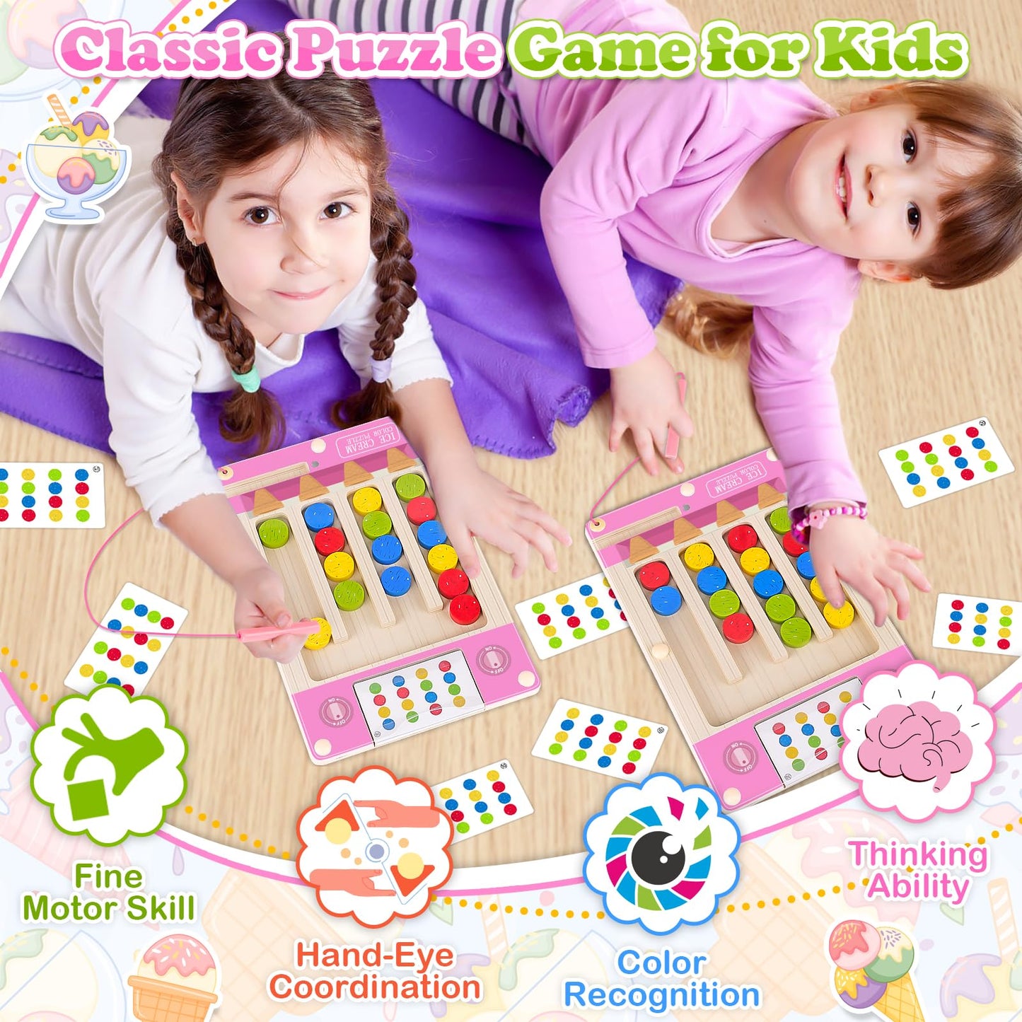 Kids Montessori Magnetic Wooden Toys: 3 4 5 6 7 Year Old Birthday Gift for Boys Girls Age 4-7 Preschool Educational Learning Activities Toy Sensory Autistic Puzzle Maze Game Present for Toddlers
