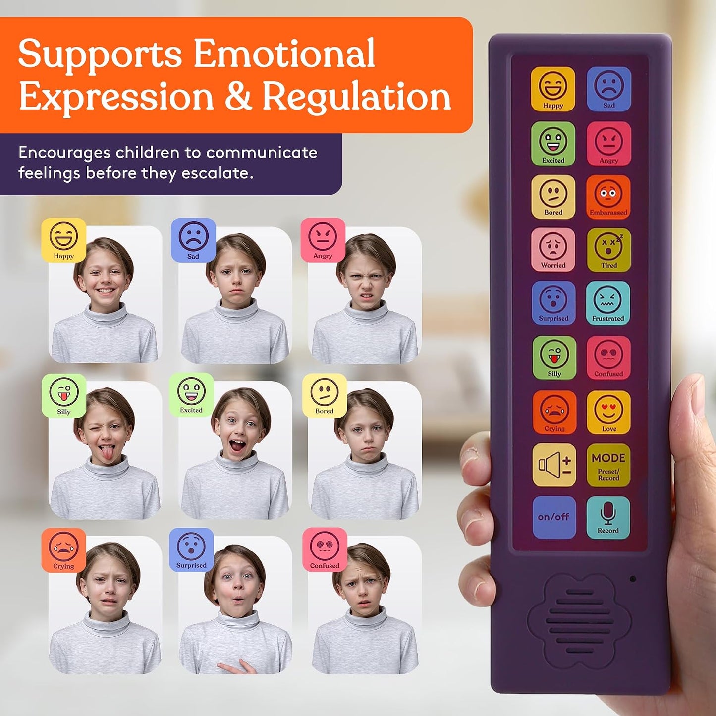 Special Supplies AAC Communication Device for Speech Therapy, Talker Buddy Communication Device for Non Verbal Kids & Adults, Talking Aids for Home or School + Travel Bag (Talker Buddy Emotion)