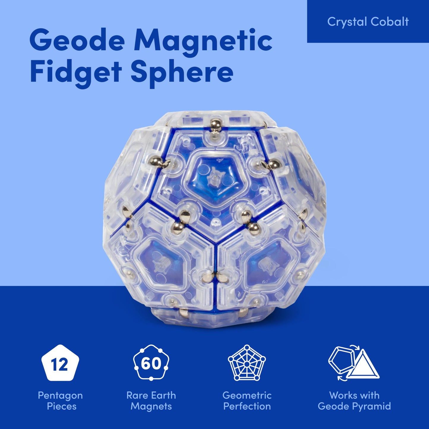 Speks Geode Magnetic Fidget Toy | Sensory Desk Toy for Adults & Teens 14+ | Stress Relief Gift | Sphere, Cool