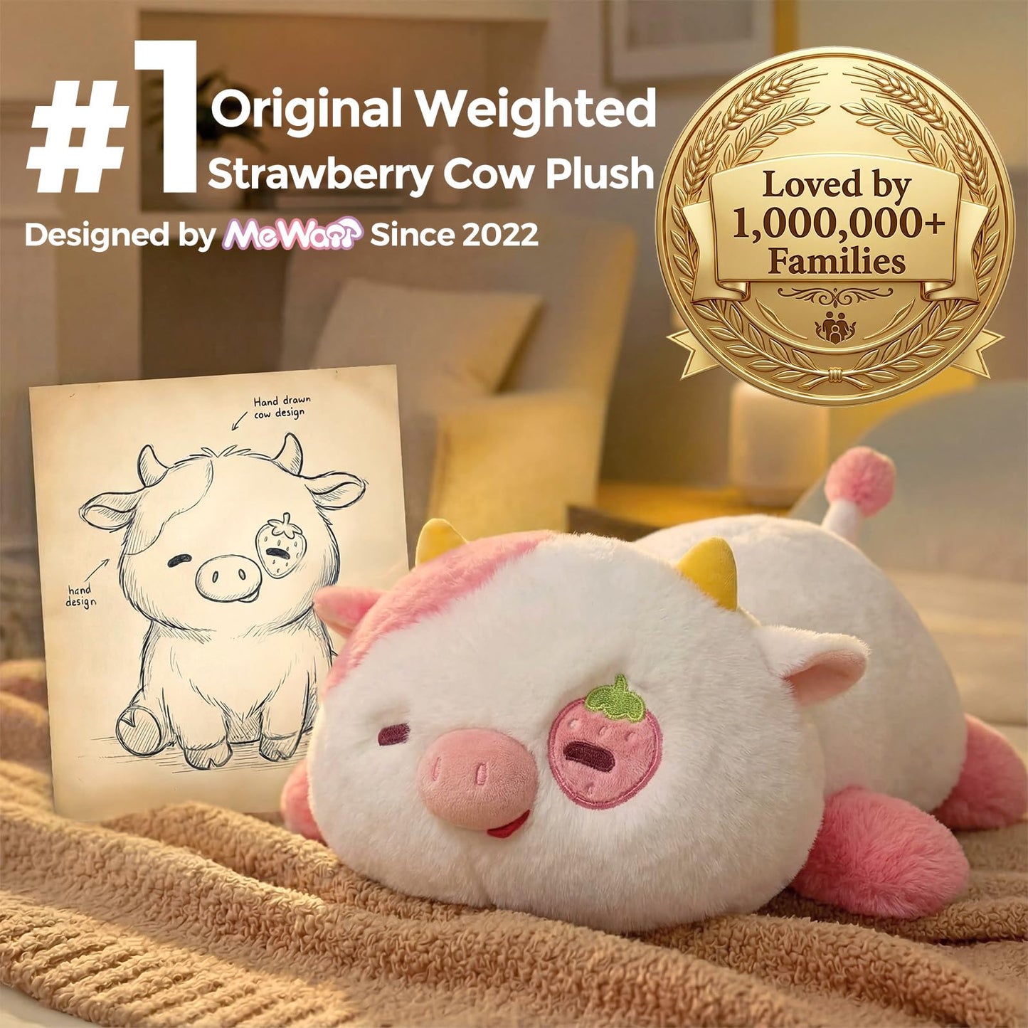 Mewaii Mom's Choice Award | 4 lbs Weighted Stuffed Animals Highland Cow - 23" Heavy Weighted Plush & Stuffy - Realistic Scottish Cow Plushy Gift for Kids & Adults - Large Cuddly Weighted Cow Toy