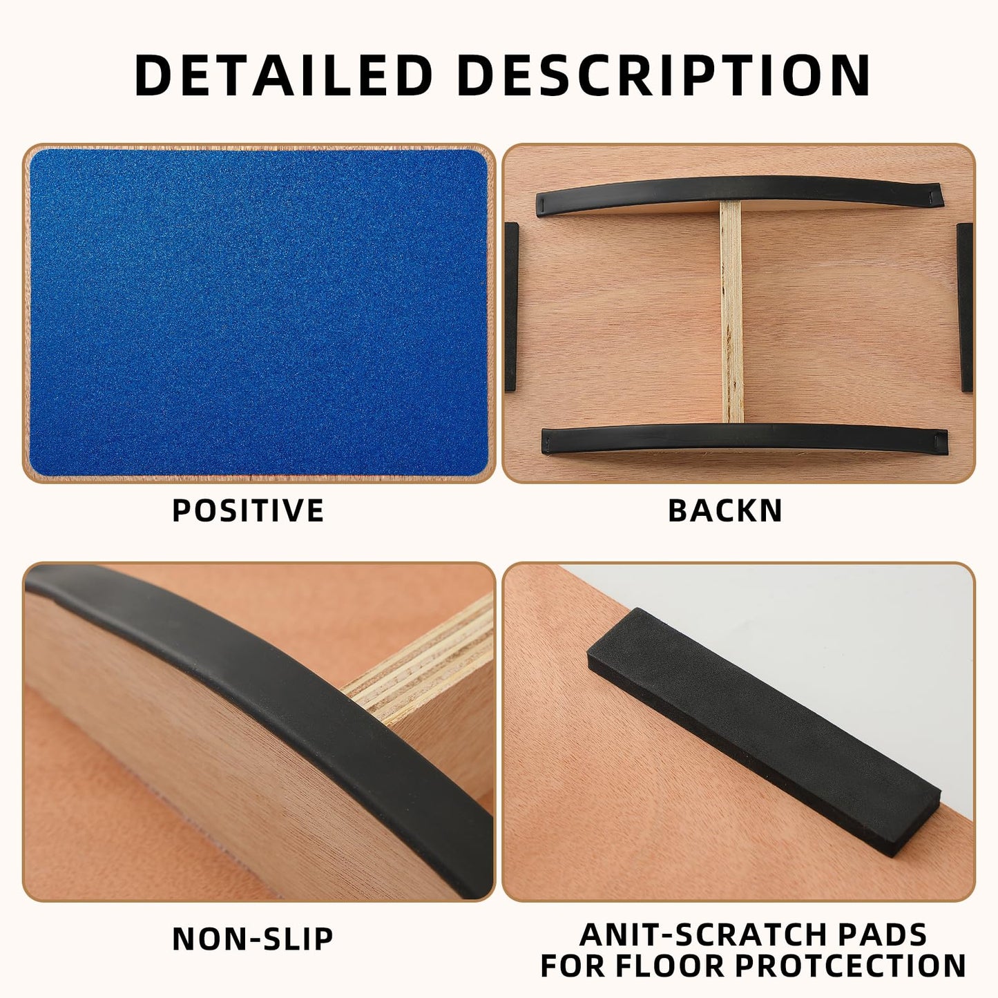 Juoe Balance Board Wobble Board for Adults and Kids - Anti-Slip 350LBS Balance Board for Physical Therapy,Balance Training,Posture Correction,Standing Desk Core Strength Wooden Balance Rocker Board