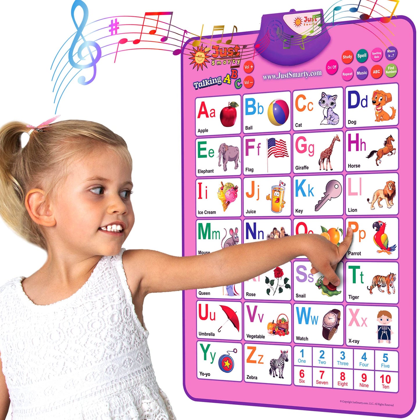 Just Smarty Interactive Alphabet Wall Chart, Blue | ABCs & 123s Learning for Toddlers 1-5, Educational Gift for Ages 1-5, Speech Therapy, Autism Toys