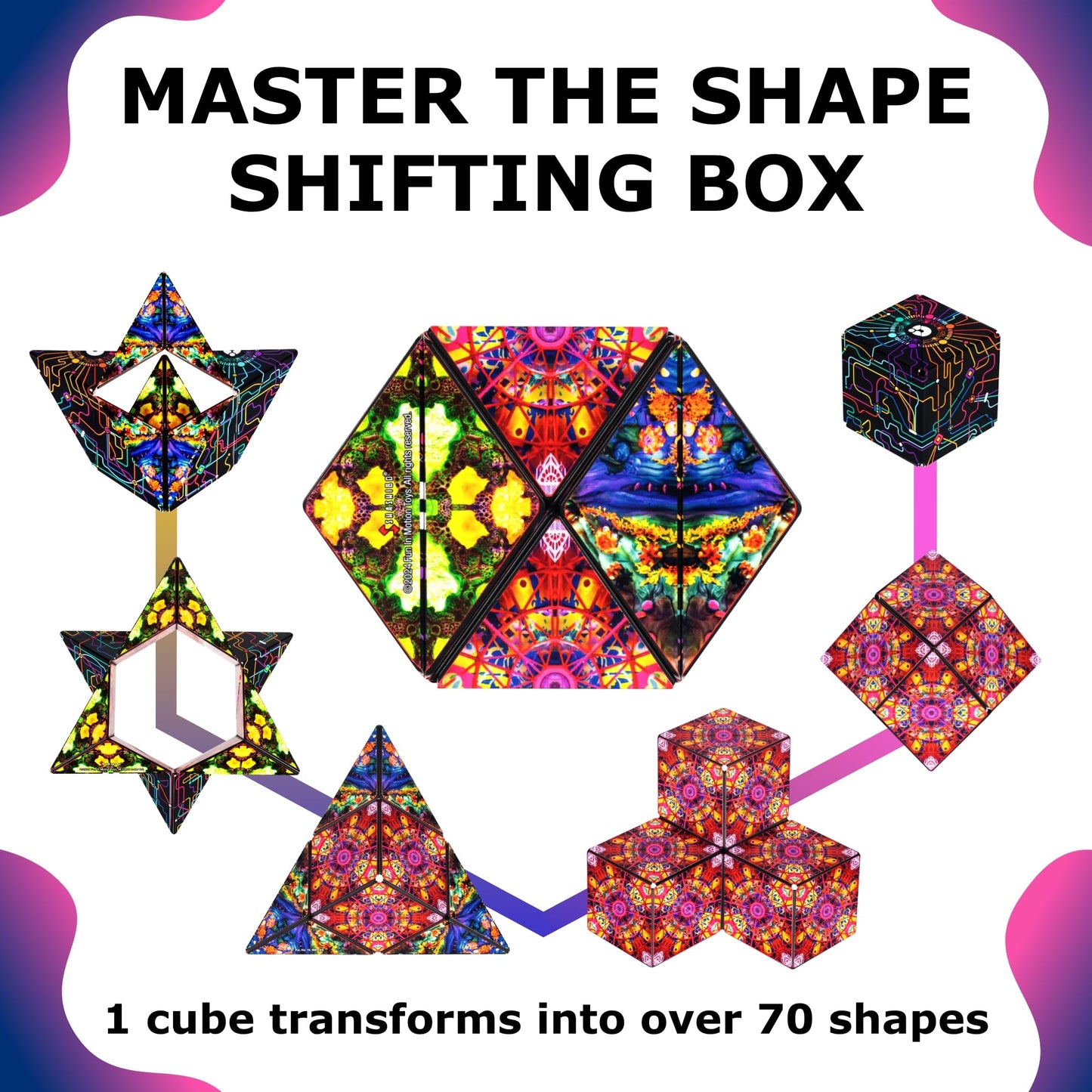 Shashibo Sensory Fidget Toy for Adults & Kids, Stress Relief Fidget Toy for Adults, Teens & Kids, Cool Fidget Toys for Desk, Classroom Must Have, Sensory Shape Shifting Cube, 100+ Possible Shapes