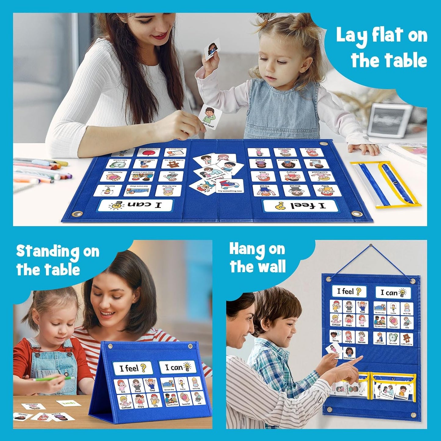 Kasfalci Feelings Chart, Social Emotional Learning Activities,Autism Learning Materials, ADHD Tools,Back to School Supplies,Anger Management Toys,Calm Down Corner Supplies for Classroom Daycare & Home