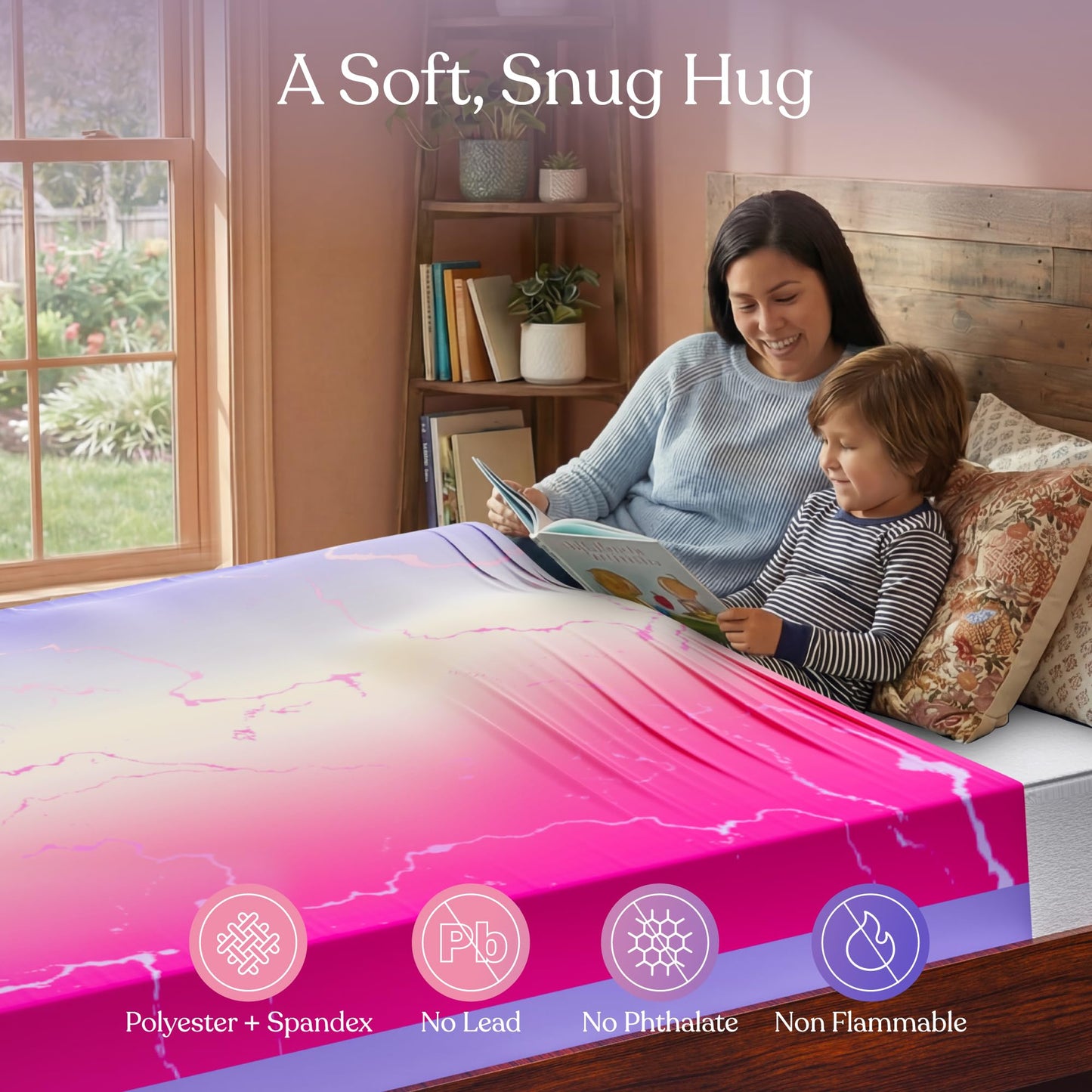 Deep Pressure Sensory Bed Sheet – Twin Sensory Compression Sheet Breathable Sleep Pod Blanket for Better Sleep Support – Calming Compression Blankets for Kids and Adults Blue Petal