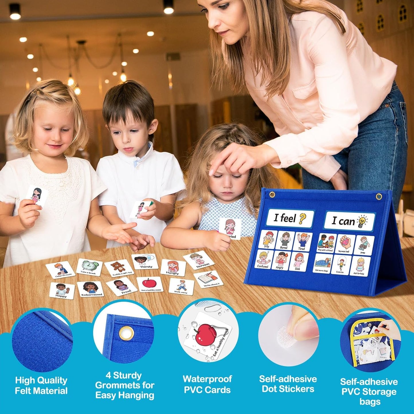Kasfalci Feelings Chart, Social Emotional Learning Activities,Autism Learning Materials, ADHD Tools,Back to School Supplies,Anger Management Toys,Calm Down Corner Supplies for Classroom Daycare & Home