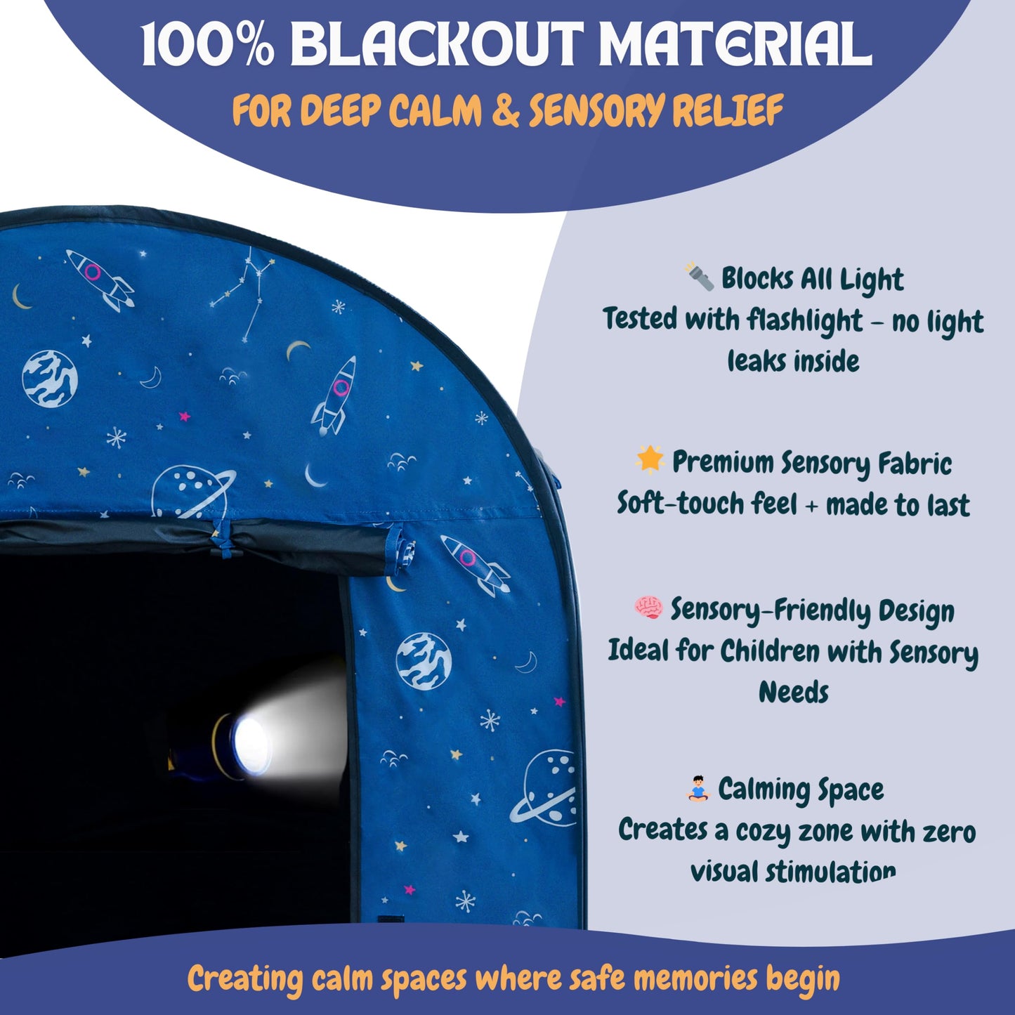 Sensory Tent for Autism & Calm Down Space (LED Blackout)