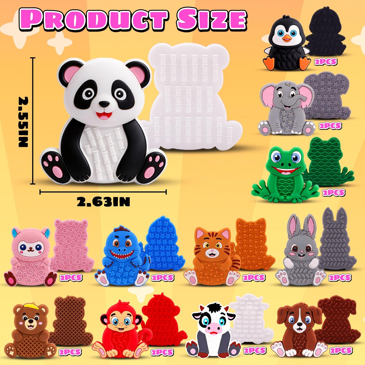 12 Pack Animal Sensory Toys for Kids Toddlers, Textured Silicone Fidget Toys, Quiet Travel Toys for Airplane, Car Rides, Preschool & Home Sensory Play, Classroom Calm Corner Toys
