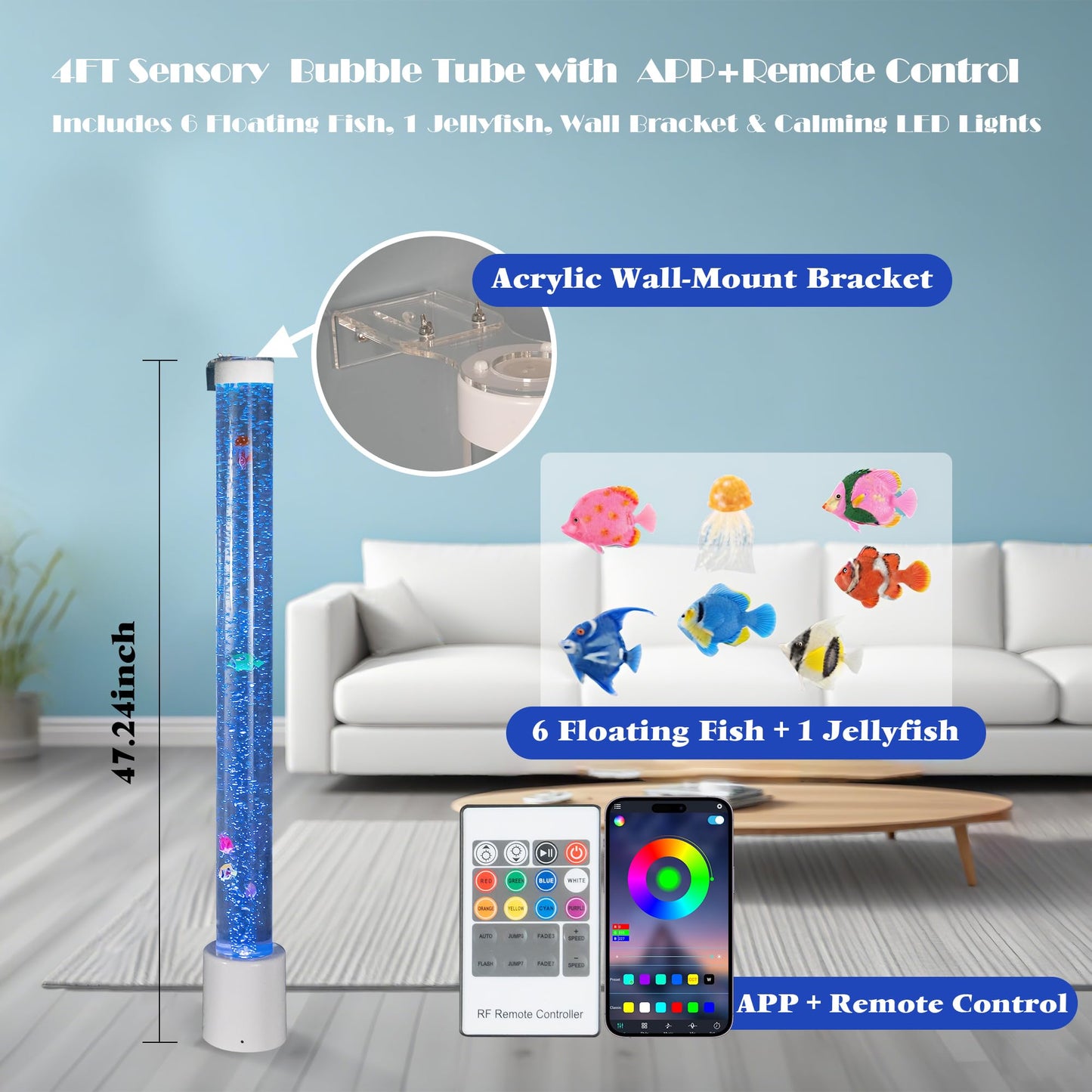 Sensory Bubble Tube Lamp for Autism & Calming Focus