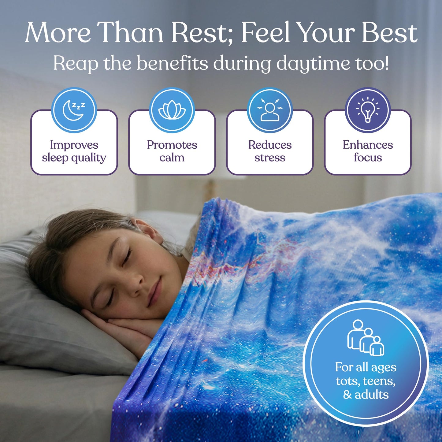 Deep Pressure Sensory Bed Sheet – Twin Sensory Compression Sheet Breathable Sleep Pod Blanket for Better Sleep Support – Calming Compression Blankets for Kids and Adults Blue Petal