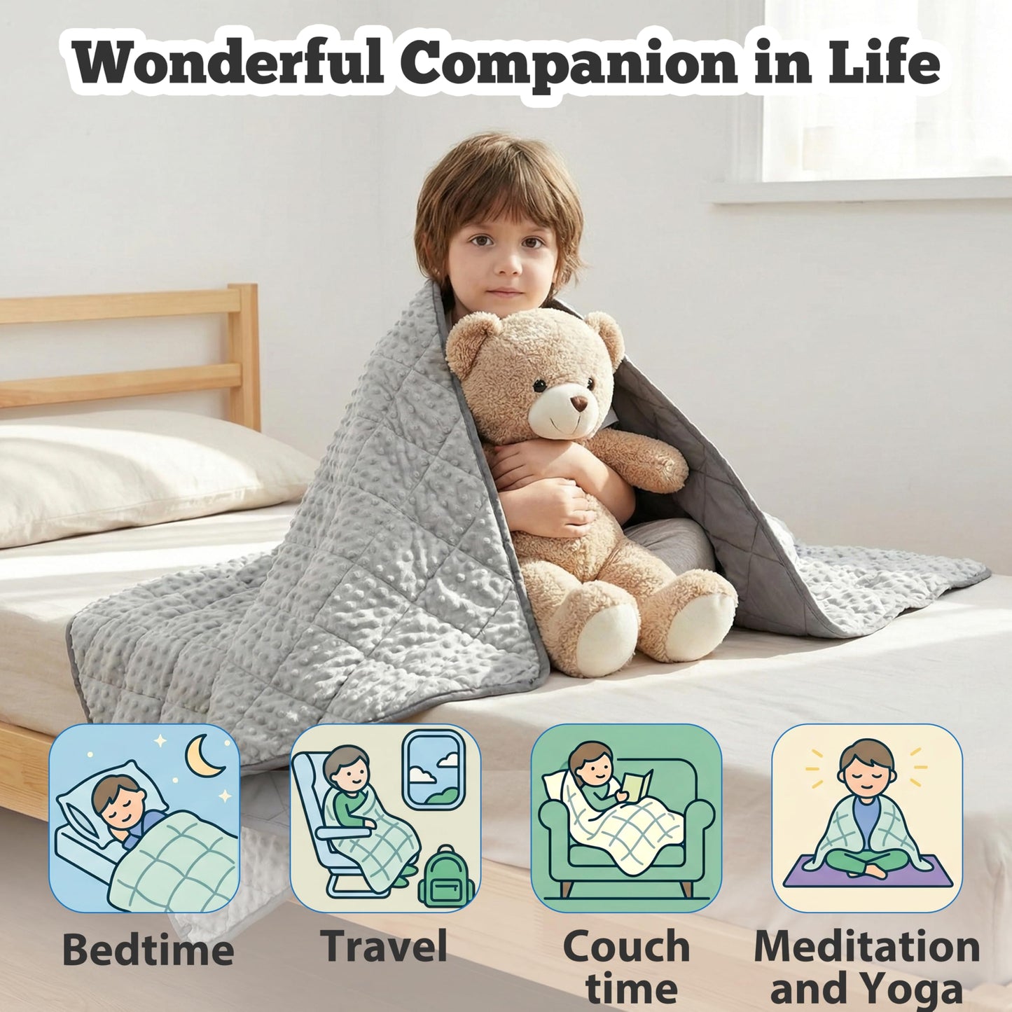 MAXTID Weighted Blanket for Kids 5lbs 36"x48" Cotton Blanket for Boys & Girls Weighted Throw Blanket Children Bedding Gifts for 3 4 5 6 7 8+ Year Old Kids Small Weighted Comfort Blanket
