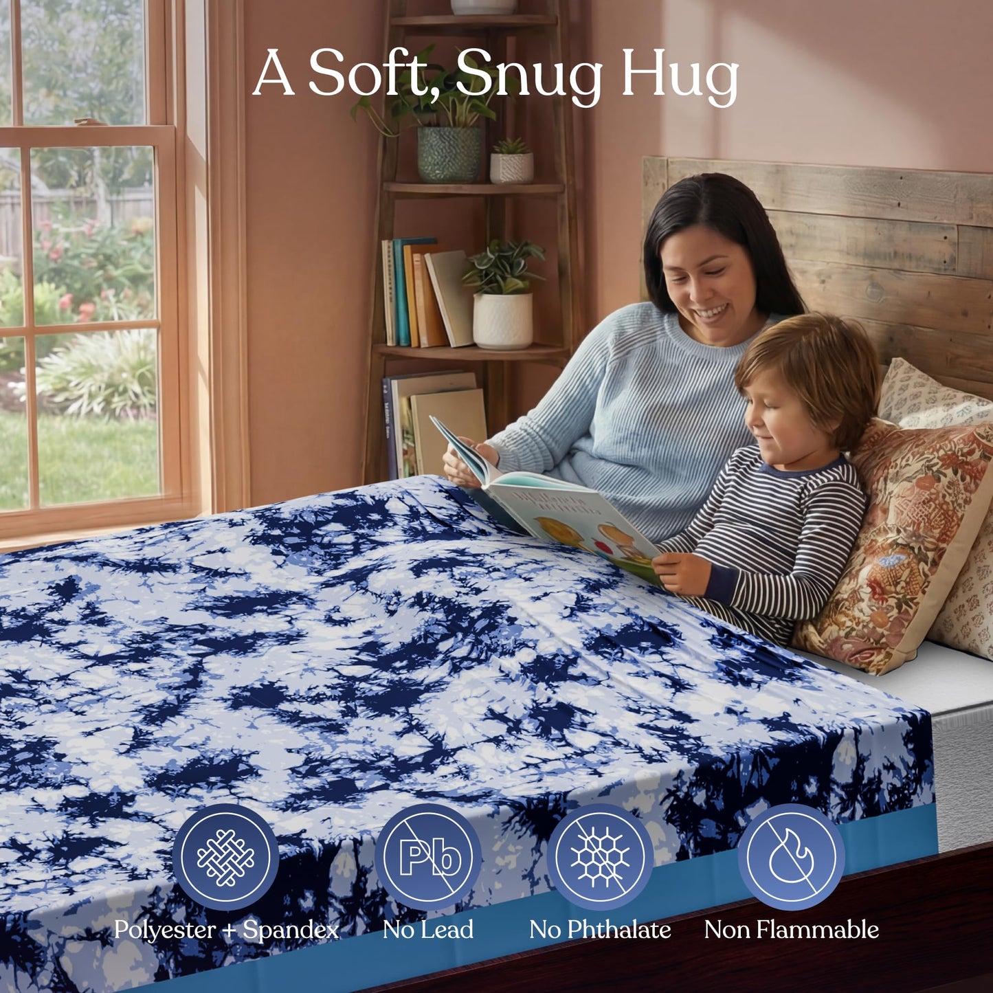 Deep Pressure Sensory Bed Sheet – Twin Sensory Compression Sheet Breathable Sleep Pod Blanket for Better Sleep Support – Calming Compression Blankets for Kids and Adults Blue Petal