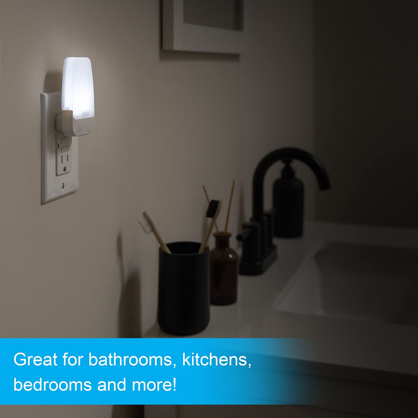 GE Sleeplite Night Lights Plug Into Wall, Dusk to Dawn Sensor, Ambient Lighting, Sleep Aid, Bathroom Décor, LED Lights for Bedroom, Apartment Essentials, Smart Home,76135, Amber, 2 Pack