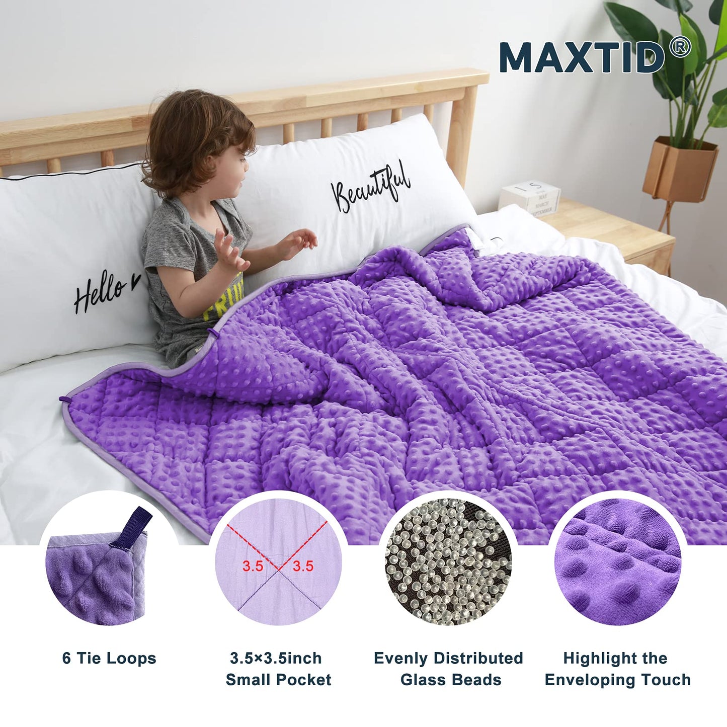 MAXTID Weighted Blanket for Kids 5lbs 36"x48" Cotton Blanket for Boys & Girls Weighted Throw Blanket Children Bedding Gifts for 3 4 5 6 7 8+ Year Old Kids Small Weighted Comfort Blanket
