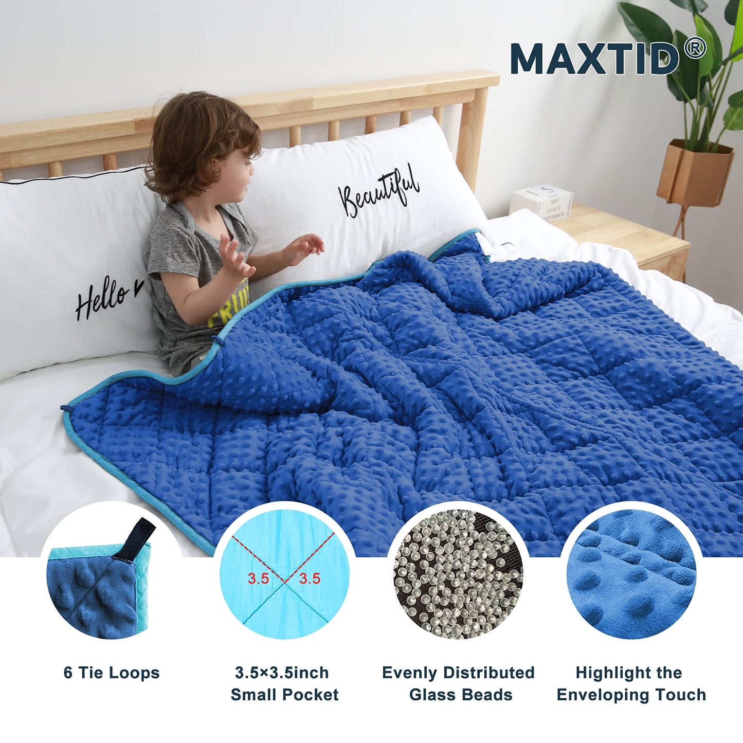 MAXTID Weighted Blanket for Kids 5lbs 36"x48" Cotton Blanket for Boys & Girls Weighted Throw Blanket Children Bedding Gifts for 3 4 5 6 7 8+ Year Old Kids Small Weighted Comfort Blanket