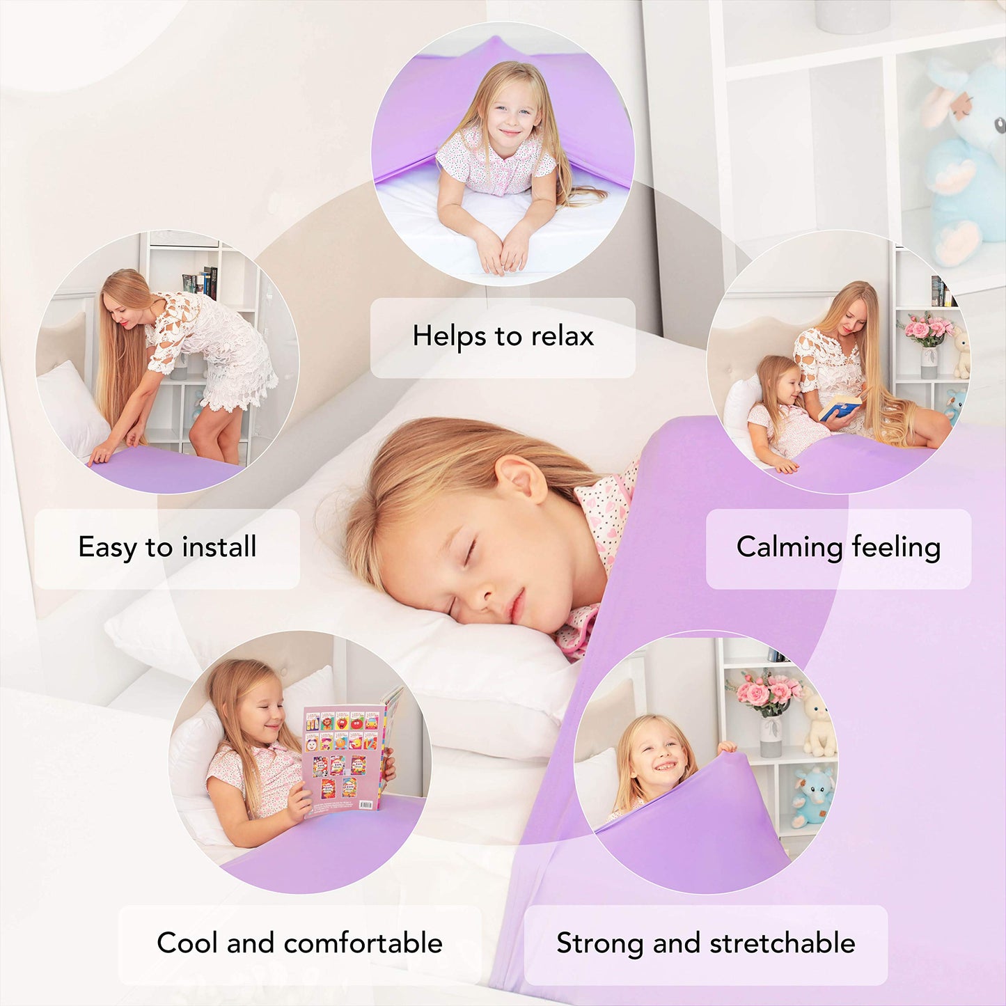 Sensory Compression Blanket | Spandex Bed Sheet for Kids & Adults | Deep Relaxing Feeling, Release Oxytocin | Helps With: SPD, Anxiety, ADHD, Autism and More | Breathable & Stretchable | Full Size