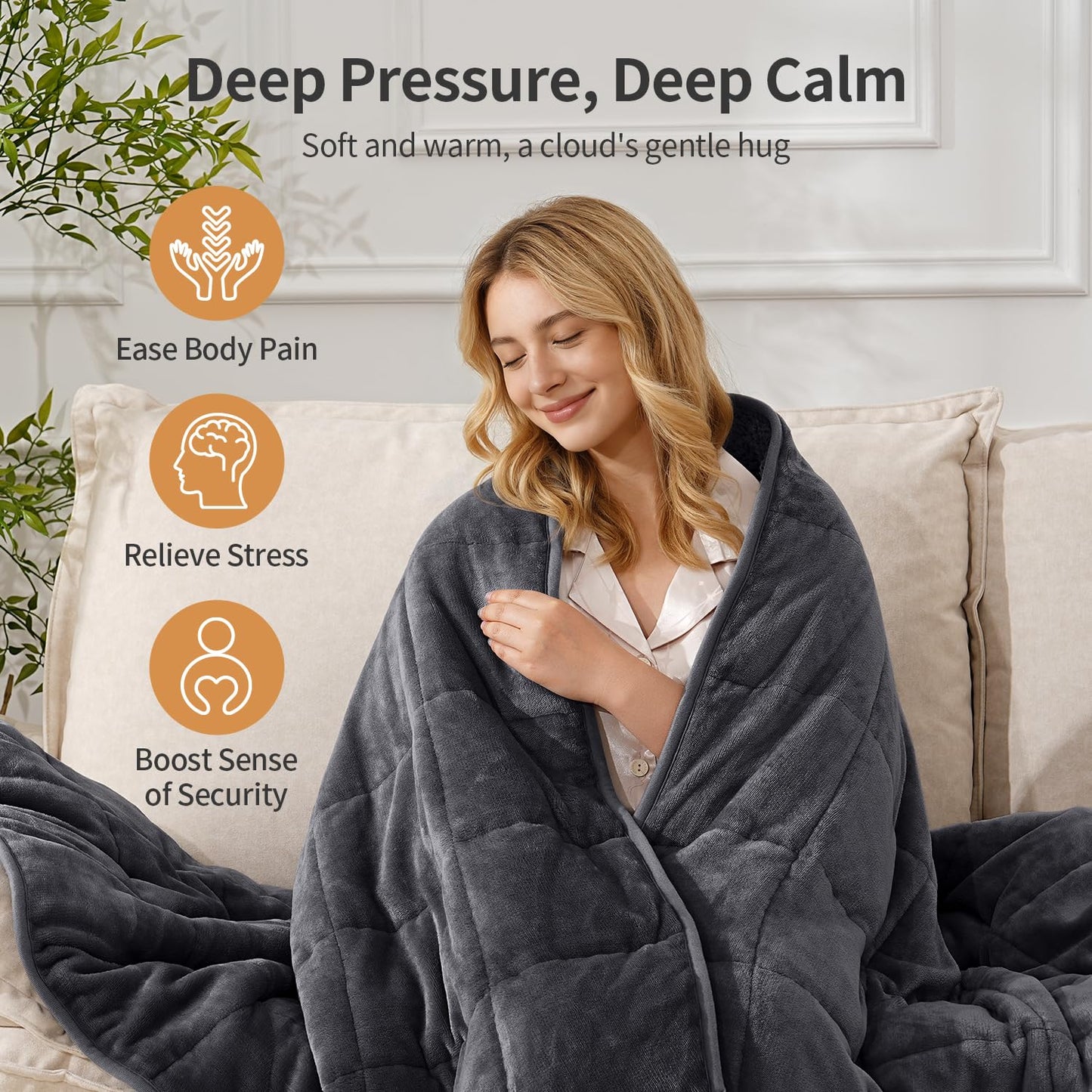 Uttermara Weighted Blankets for Adults Queen Size, 15lbs 60x80 inches Blanket with Soft Warm Plush Sherpa Fleece, Washable Thick Heavy Throw for Sleeping and Calming, Grey