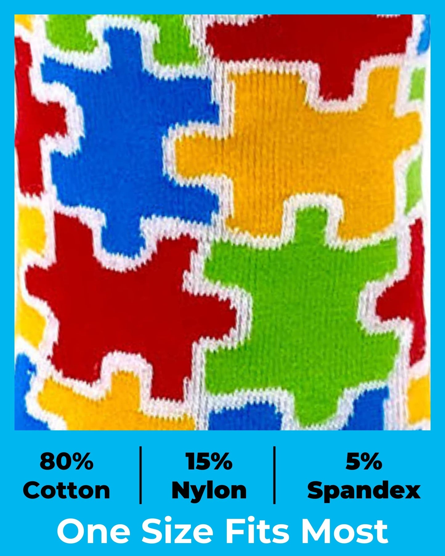 Fabdaz Colorful Autism Awareness Puzzle Pieces Women's Novelty Crew Socks - 1 Pair, 1 Size Fits Most