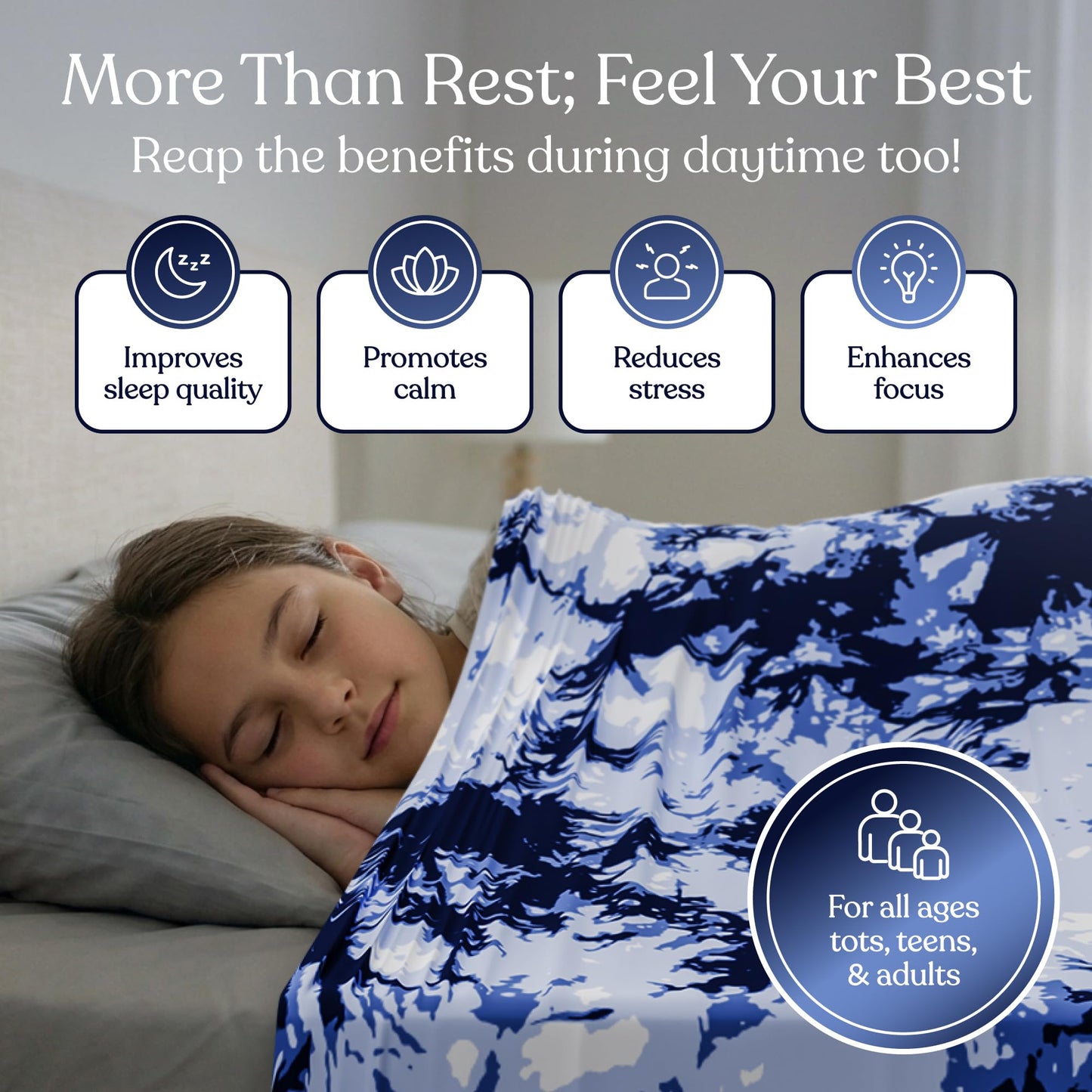 Deep Pressure Sensory Bed Sheet – Twin Sensory Compression Sheet Breathable Sleep Pod Blanket for Better Sleep Support – Calming Compression Blankets for Kids and Adults Blue Petal