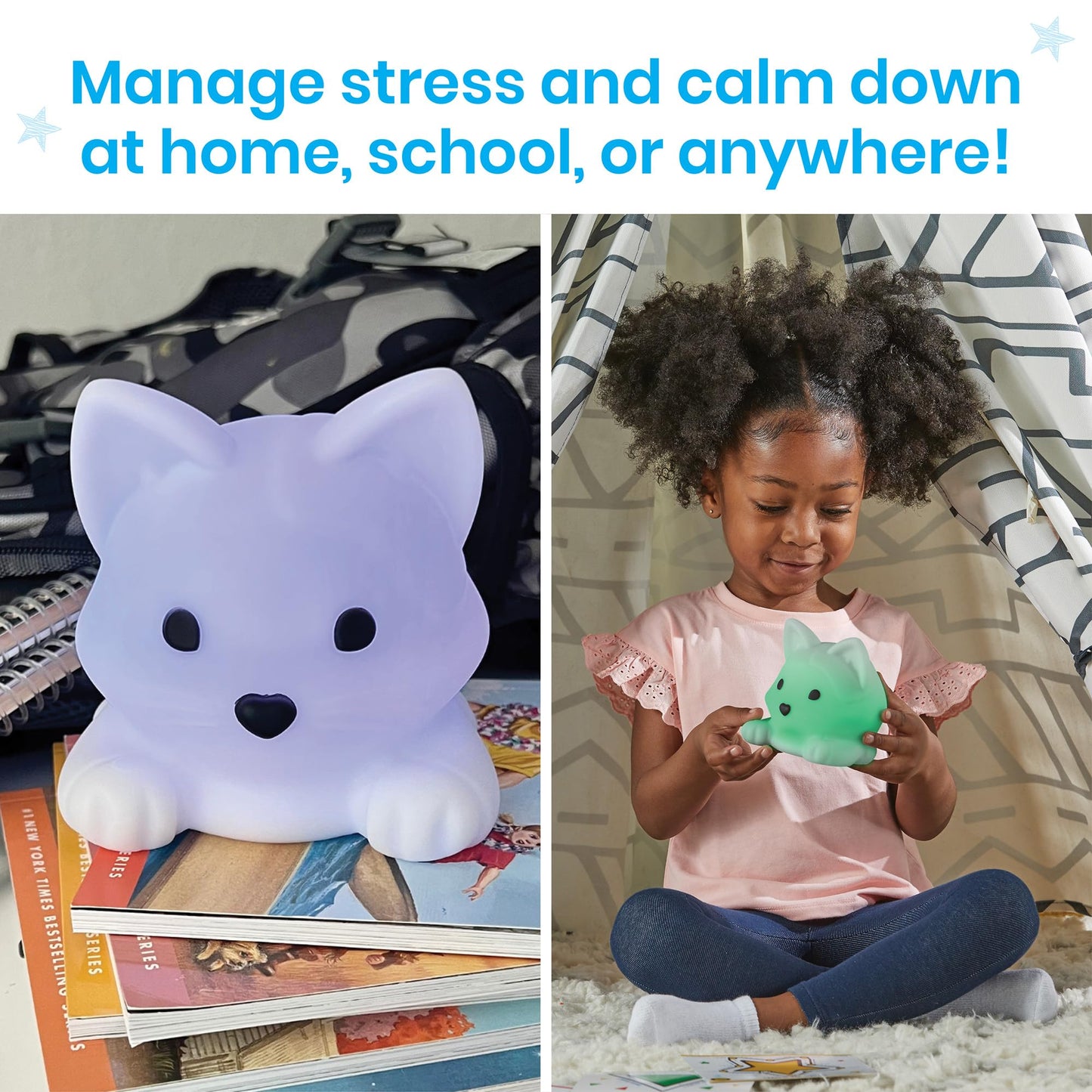 hand2mind PAWZ The Calming Pup, Learn Deep Breathing, Rechargeable Animal Night Light, Kids Anxiety Relief, Mindfulness for Kids, Calm Down Corner Supplies, Social Emotional Learning Activities