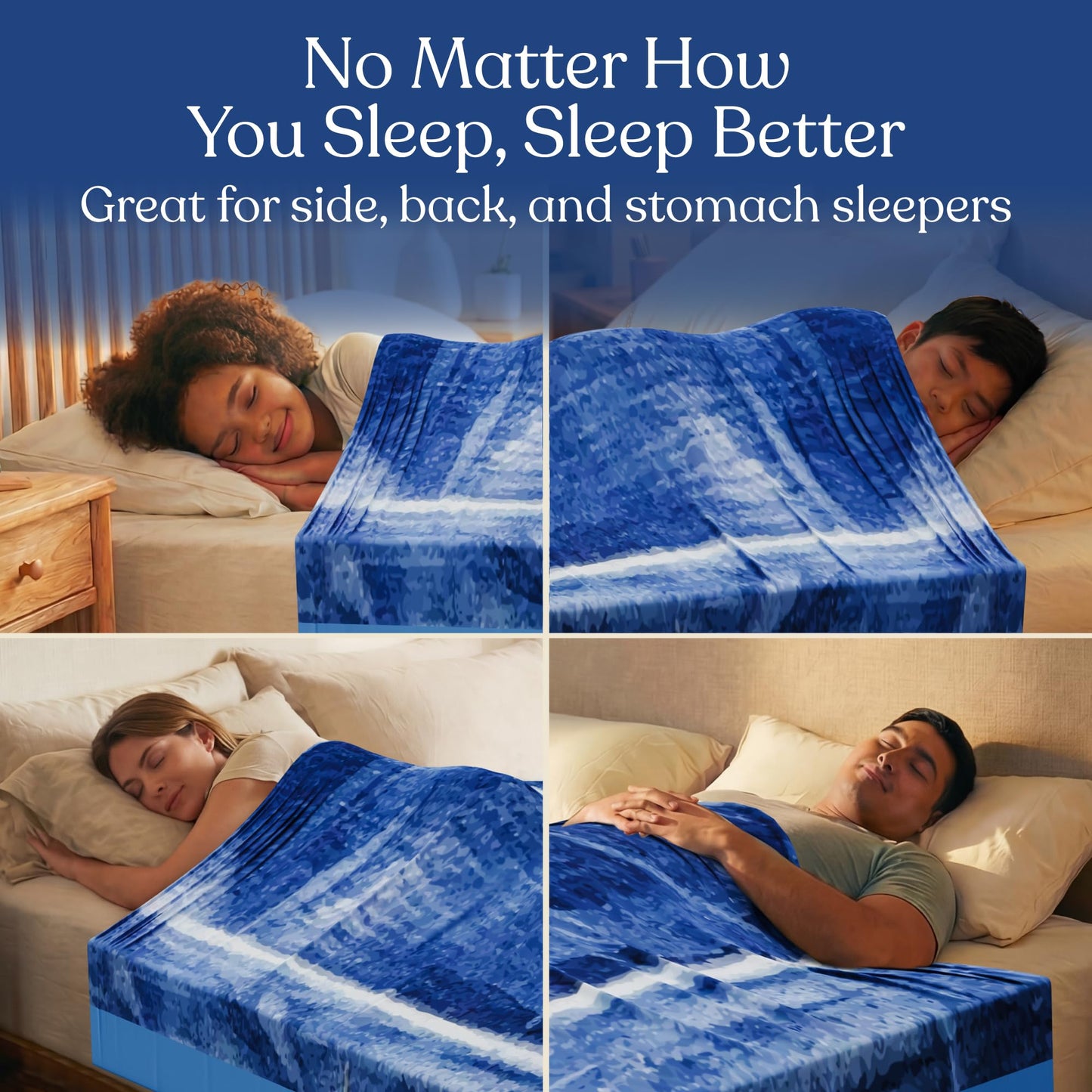 Deep Pressure Sensory Bed Sheet – Twin Sensory Compression Sheet Breathable Sleep Pod Blanket for Better Sleep Support – Calming Compression Blankets for Kids and Adults Blue Petal