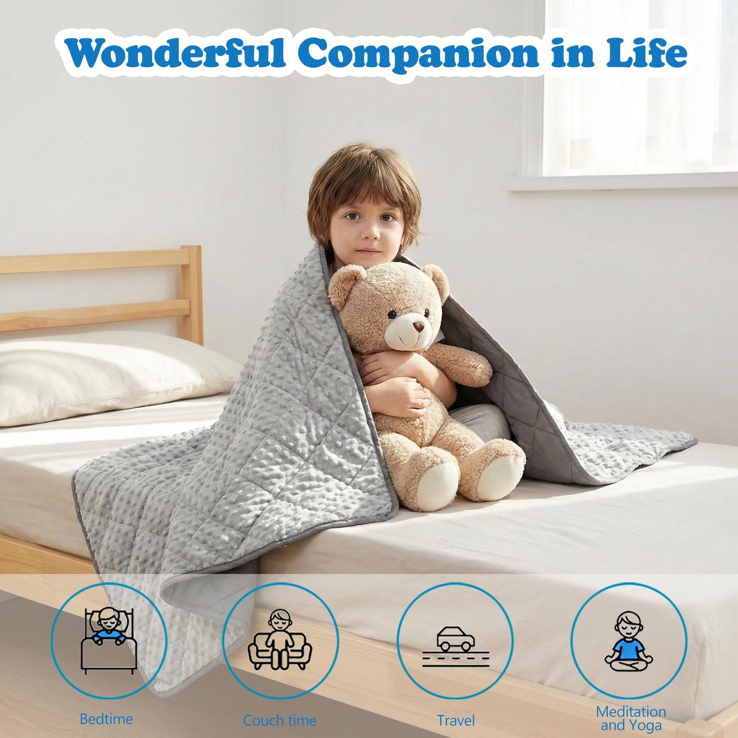 MAXTID Weighted Blanket for Kids 5lbs 36"x48" Cotton Blanket for Boys & Girls Weighted Throw Blanket Children Bedding Gifts for 3 4 5 6 7 8+ Year Old Kids Small Weighted Comfort Blanket