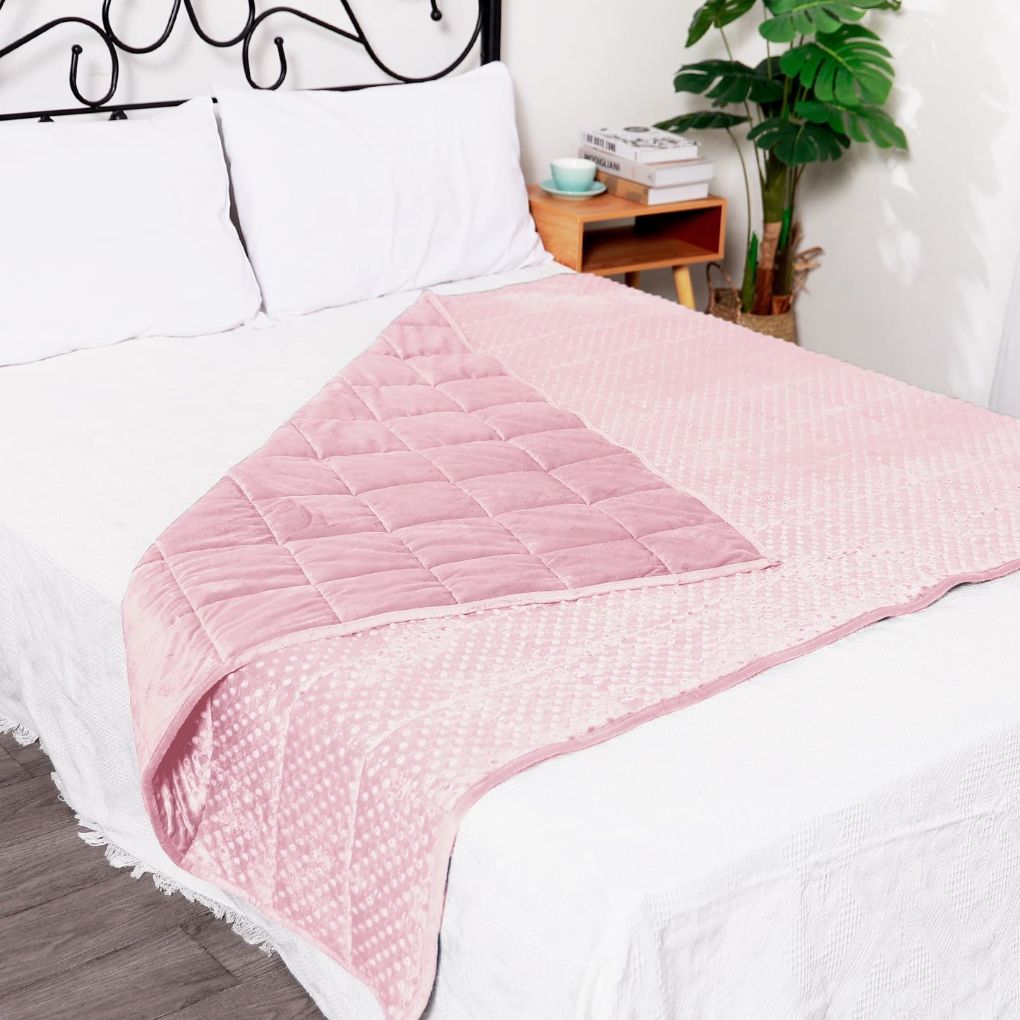 Alomidds Weighted Blanket, Luxury Velvet Weighted Blankets for Kids,Warm and Breathable Soft and Comfort Minky, Cute Heavy Blanket with Premium Glass Beads (41"x60" 7LBS, Purple)