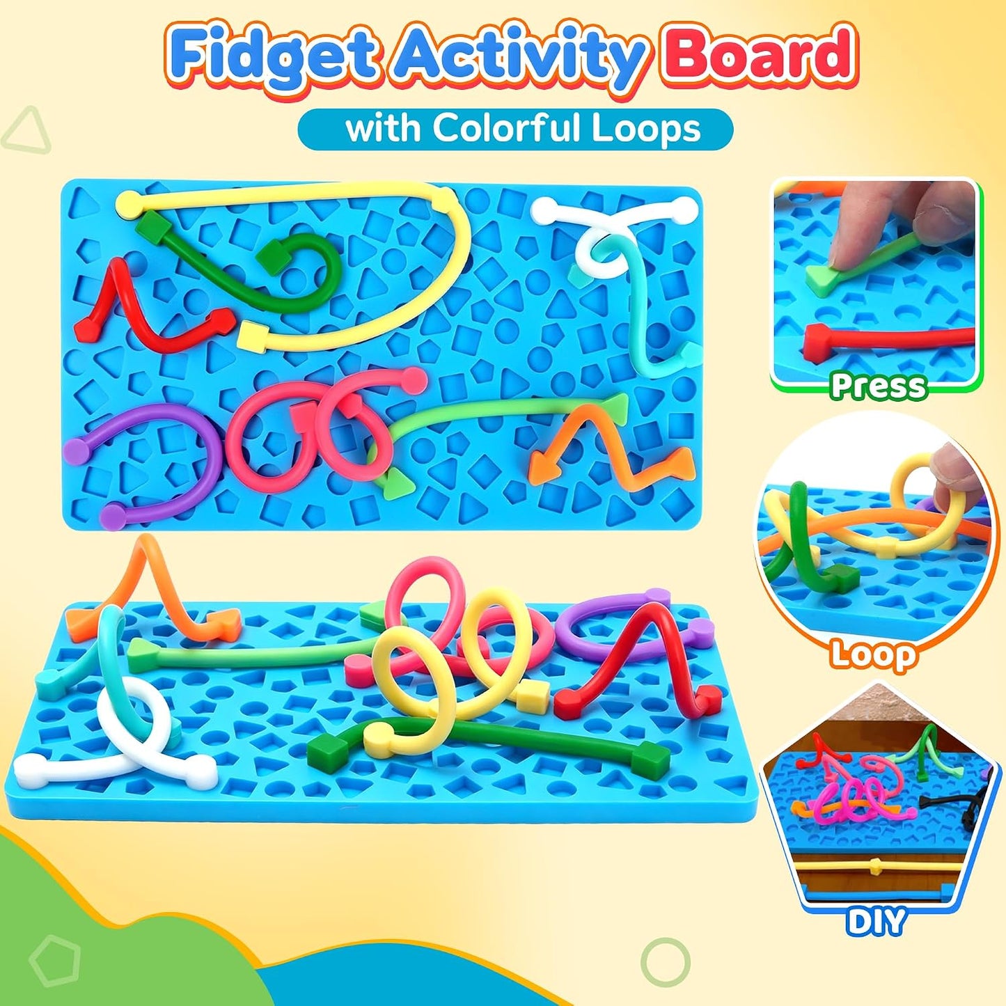 Airplane Travel Activity Toys for Toddlers Kids, Autism Sensory Fidget Board Silicone Quiet Calming Down Restaurant Car Ride Road Trip Toys