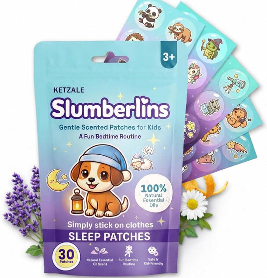 Slumberlins Calming Sleep Patches for Kids & Toddlers - Natural Bedtime Support Stickers with Lavender & Chamomile Essential Oils. Melatonin Free Aromatherapy Sleep Aid, Stick on Clothes, Age 3+, 30Ct
