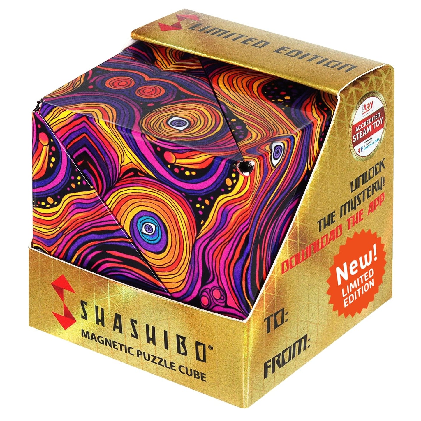 Shashibo Sensory Fidget Toy for Adults & Kids, Stress Relief Fidget Toy for Adults, Teens & Kids, Cool Fidget Toys for Desk, Classroom Must Have, Sensory Shape Shifting Cube, 100+ Possible Shapes